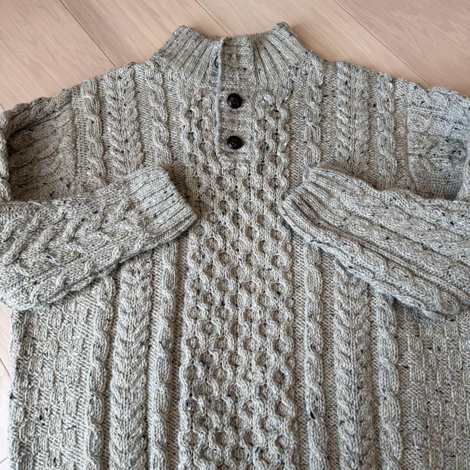 L.L. Bean LL Bean Aran Knit Sweater XL Beige Fisherman Heavy Wool Size US XL / EU 56 / 4 - 4 Thumbnail