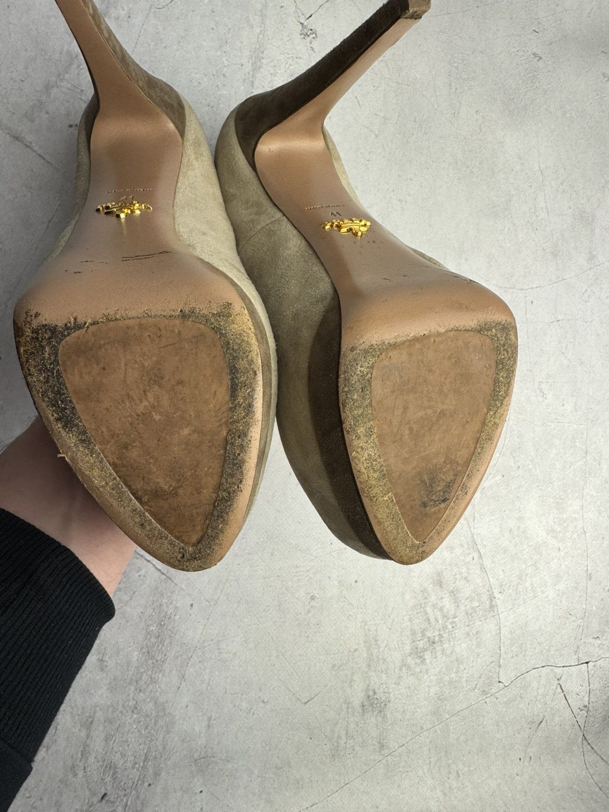 Prada × Vintage Prada Heels Milano Suede Leather Beige Pumps Women’s Size US 11 / IT 41 - 8 Thumbnail