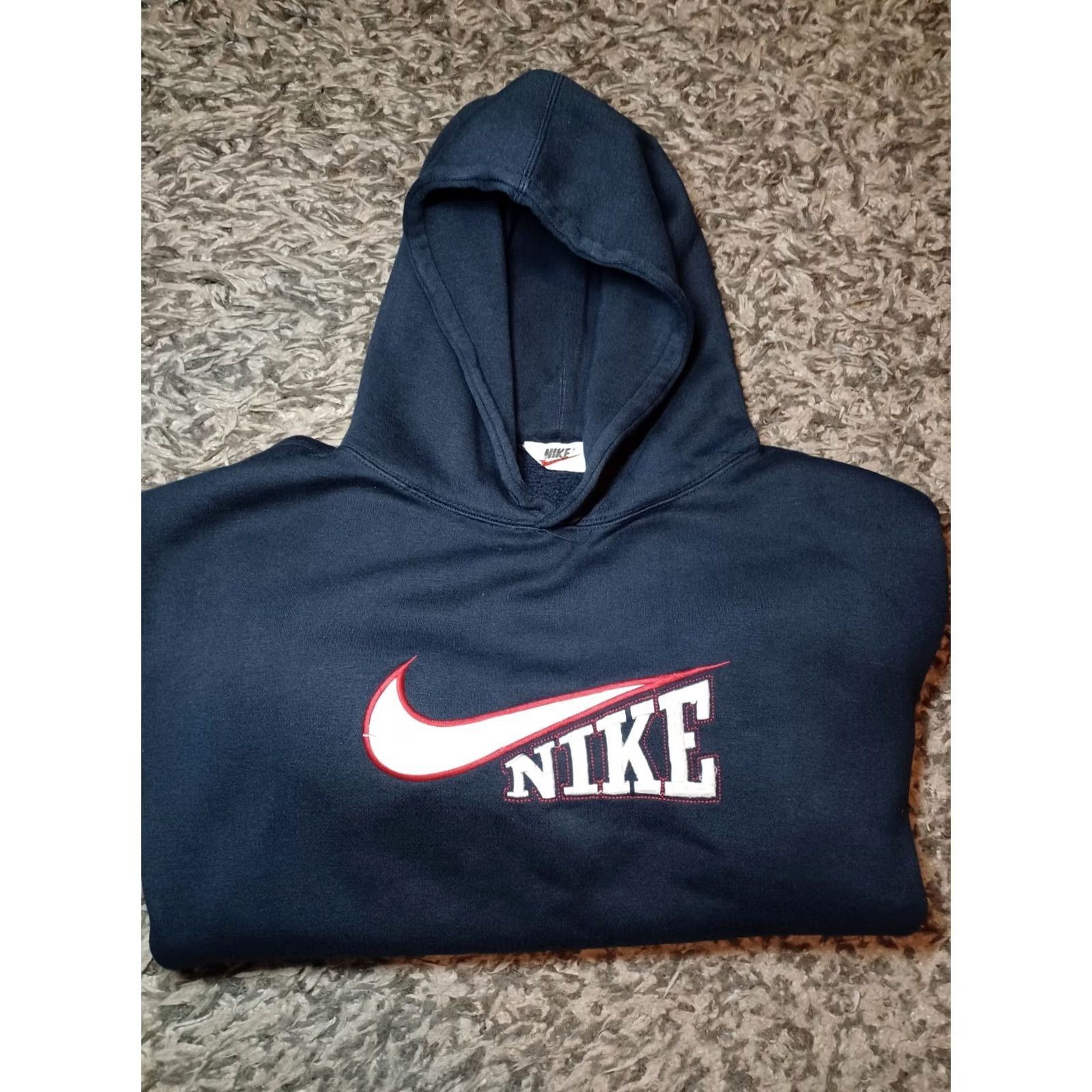 Nike Vintage 90s Nike Mens Large Blue Hoodie Raised Spell Out Swoosh Embroidered XXL 20 Size US XXL / EU 58 / 5 - 2 Thumbnail