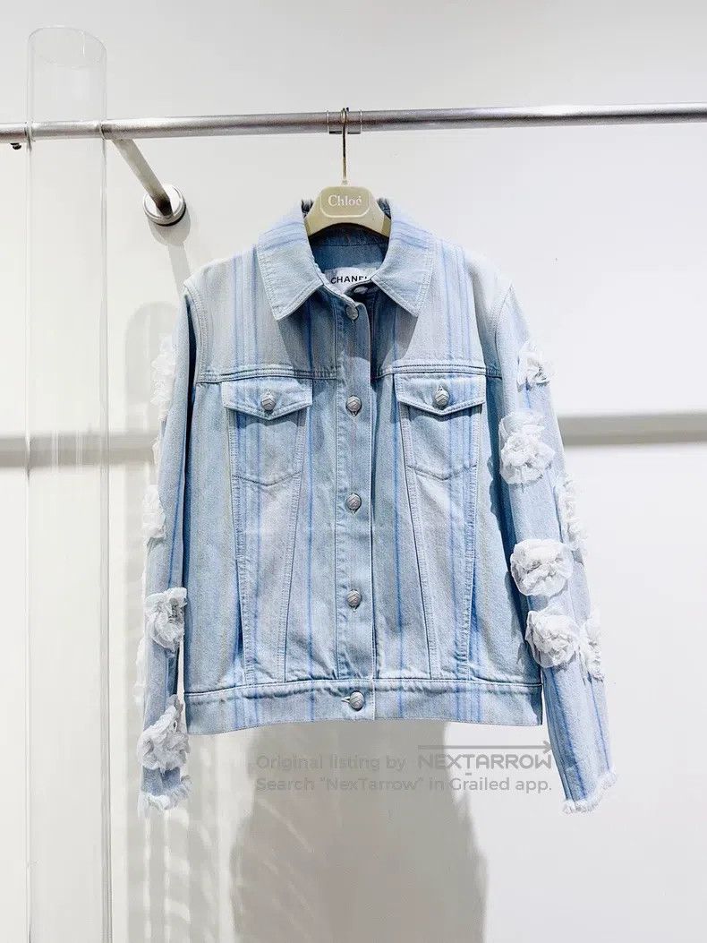 Chanel Chanel Waterfall series camelia denim jacket Size S / US 4 / IT 40 - 1 Thumbnail
