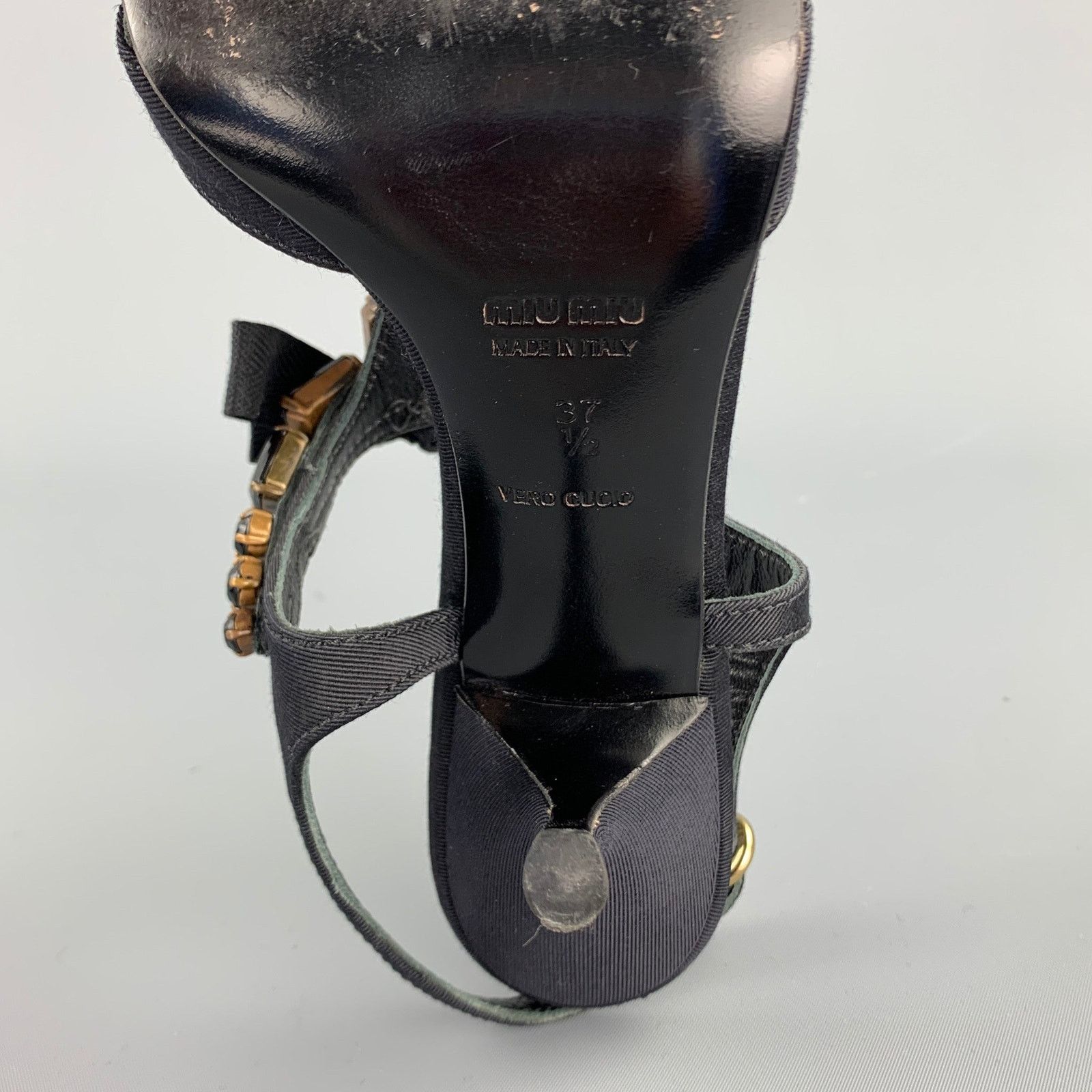 Miu Miu MIU MIU Size 7.5 Black Rhinestone Strappy Sandals Size US 7.5 / IT 37.5 - 7 Thumbnail