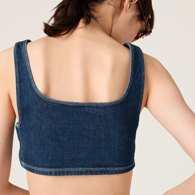 Miu Miu o1B3y1r0426 Size: XL / Stretch Denim Top in Blue Size ONE SIZE - 3 Thumbnail