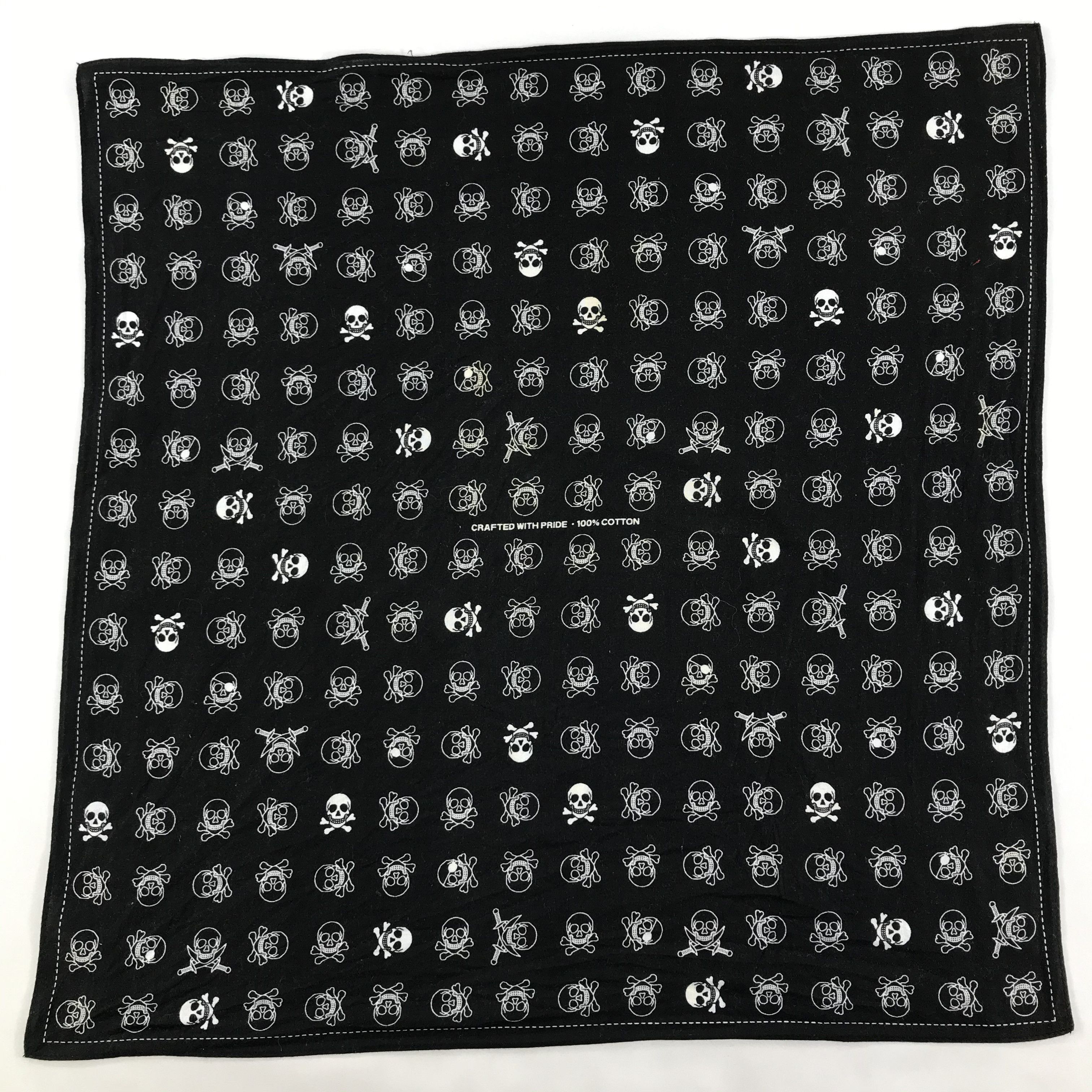 Vintage Skull Bandana / Handkerchief / Neckerchief - S1799 Size ONE SIZE - 1 Thumbnail