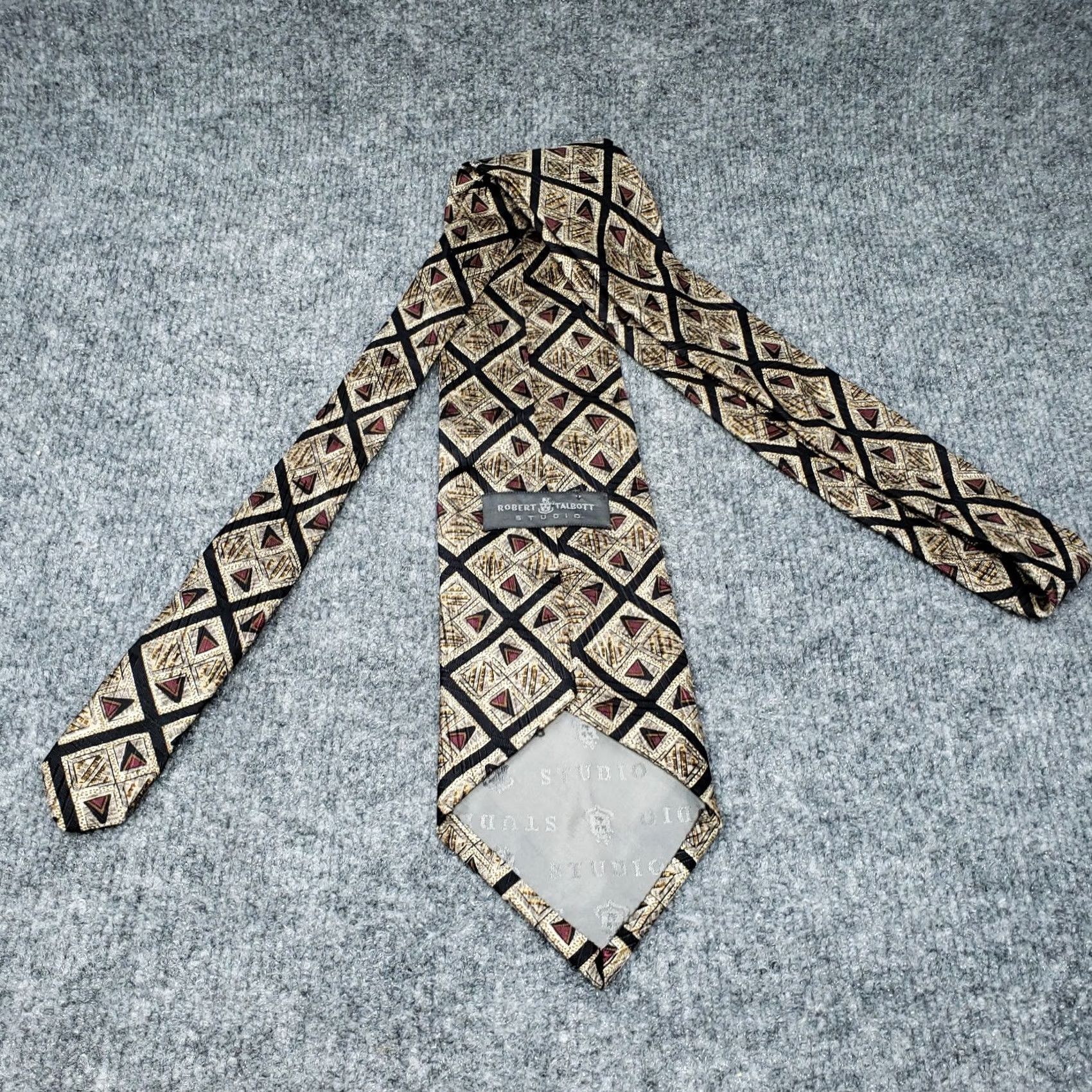 Robert Talbott Robert Talbott Designer Tie Mens Beige Geometric Silk Handsewn Studio USA Size ONE SIZE - 4 Thumbnail