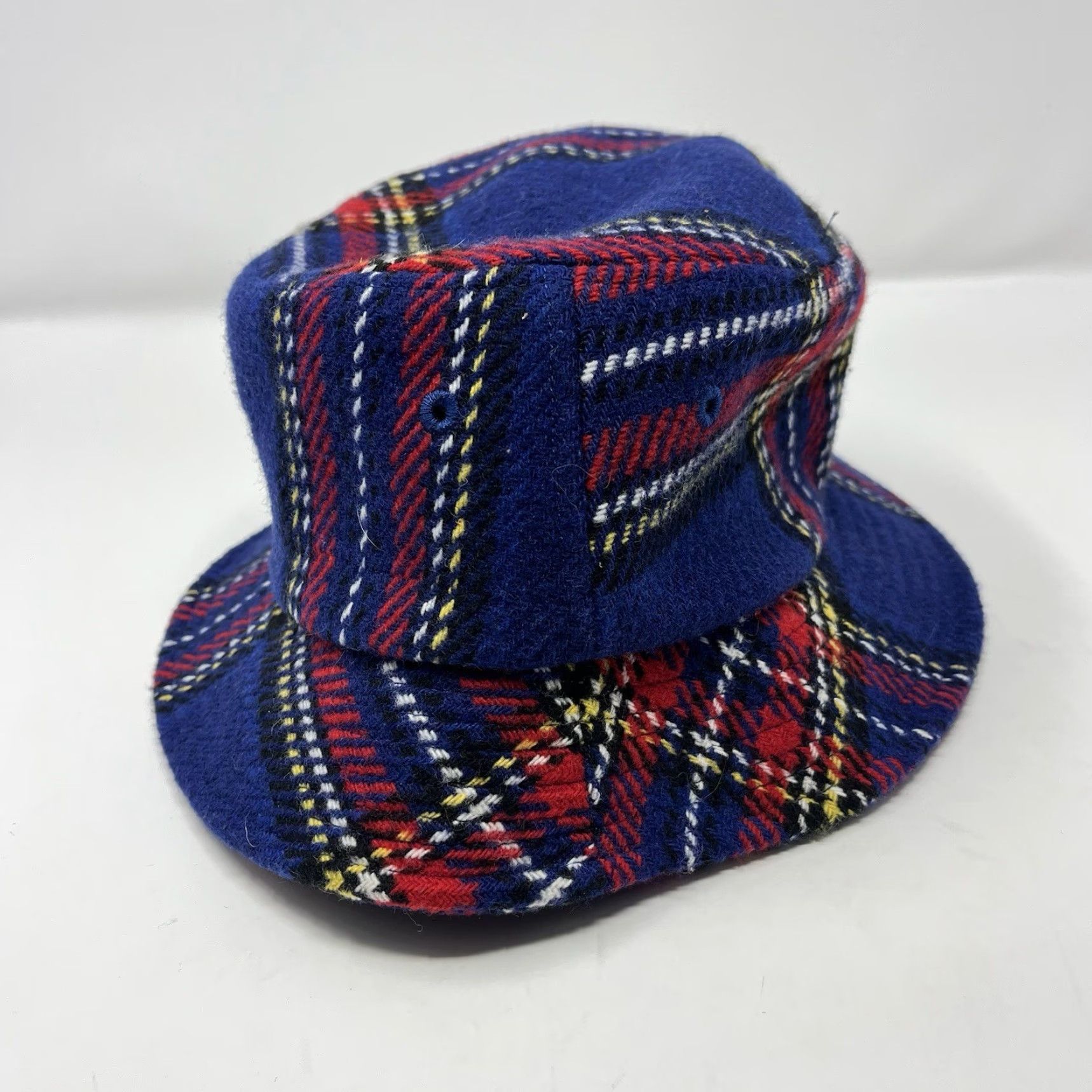 Logo 7 Stussy Big Logo Hat Fishermans Blue Plaid Wool S/M RARE Mens Size ONE SIZE - 2 Thumbnail