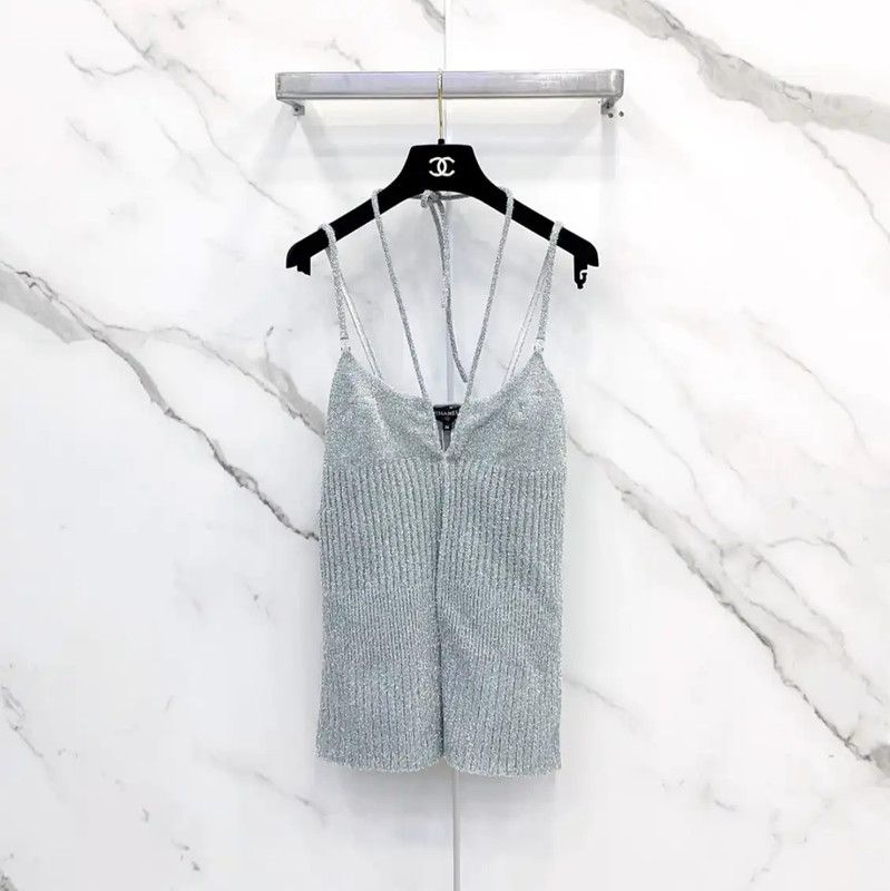 Chanel Chanel Silver Polyester Women's Top 0089 Size M / US 6-8 / IT 42-44 - 1 Thumbnail