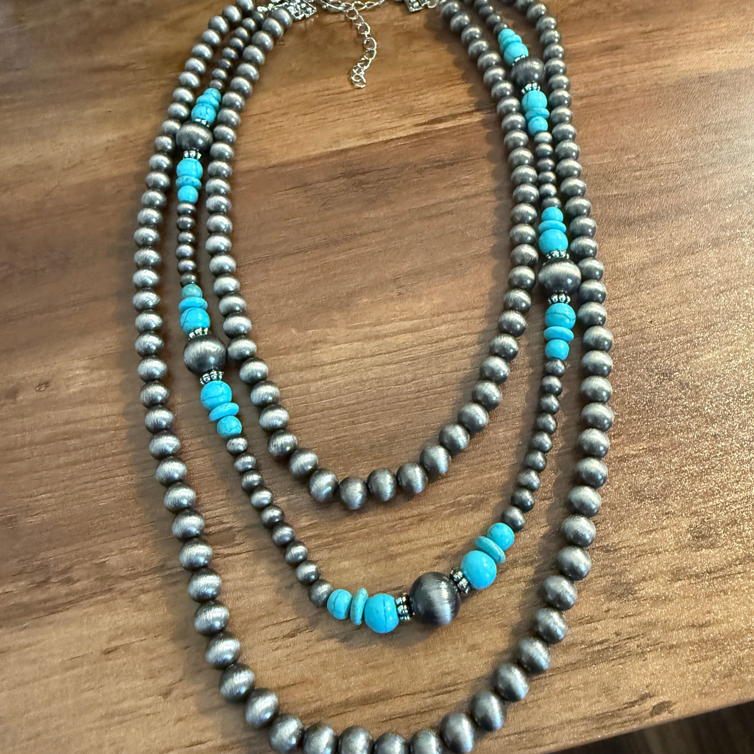 Other Vintage Style Multi Layer Turquoise Faux Pearl Necklace Size ONE SIZE - 9 Thumbnail