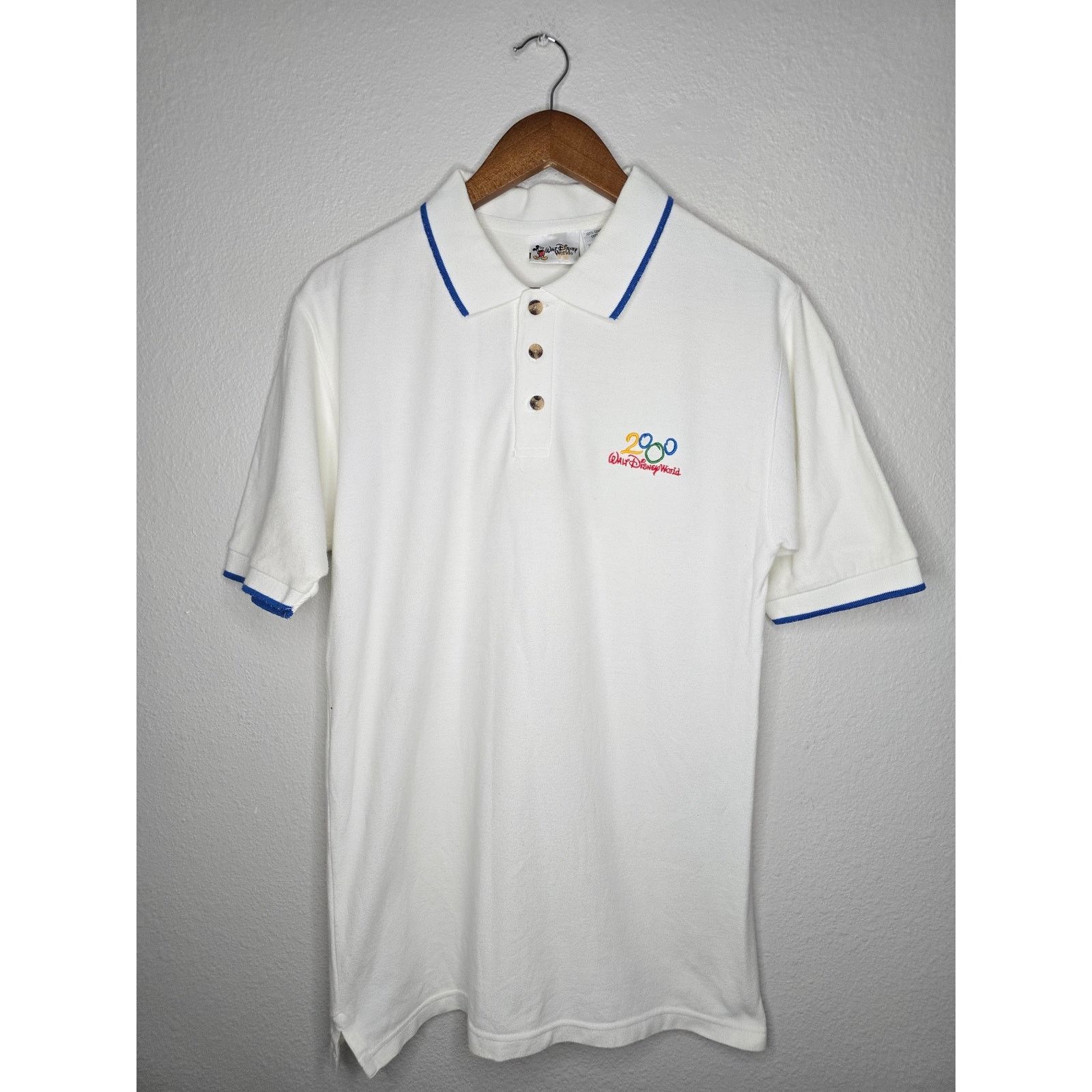 Disney × Vintage Vintage Walt Disney World Polo Y2K White S 2000s Collard Tee Size US S / EU 44-46 / 1 - 1 Thumbnail
