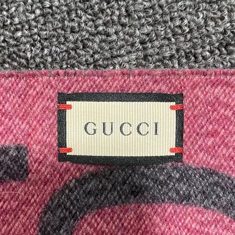 Gucci Gucci DoubleSided Printed Scarf in Gray Pink-2506 Size ONE SIZE - 4 Thumbnail