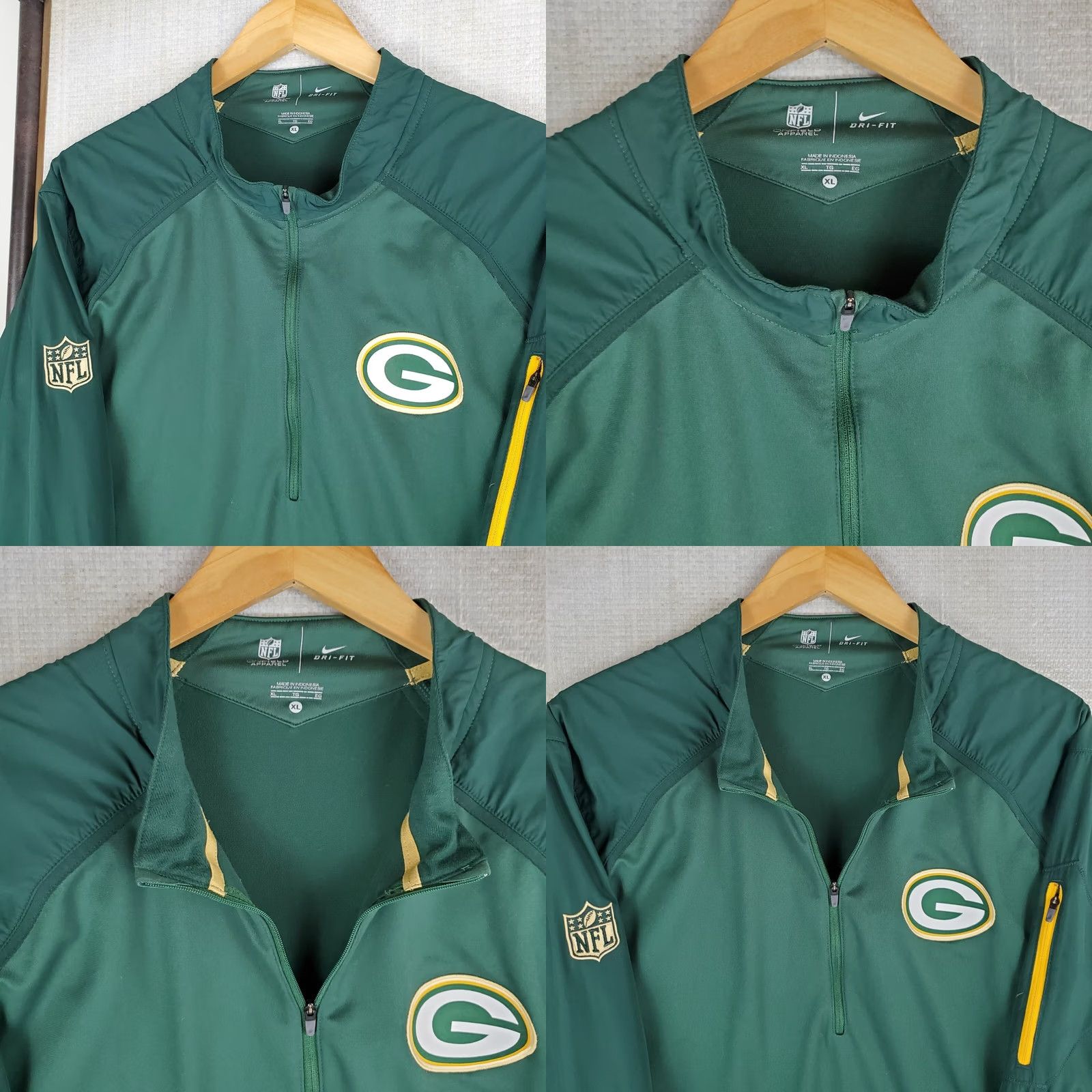 Nike NIKE On-Field x Packers Mens Windbreaker Jacket 1/2 Zip XL Green Dri-Fit Performance Windshirt Golf Size US XL / EU 56 / 4 - 9 Thumbnail