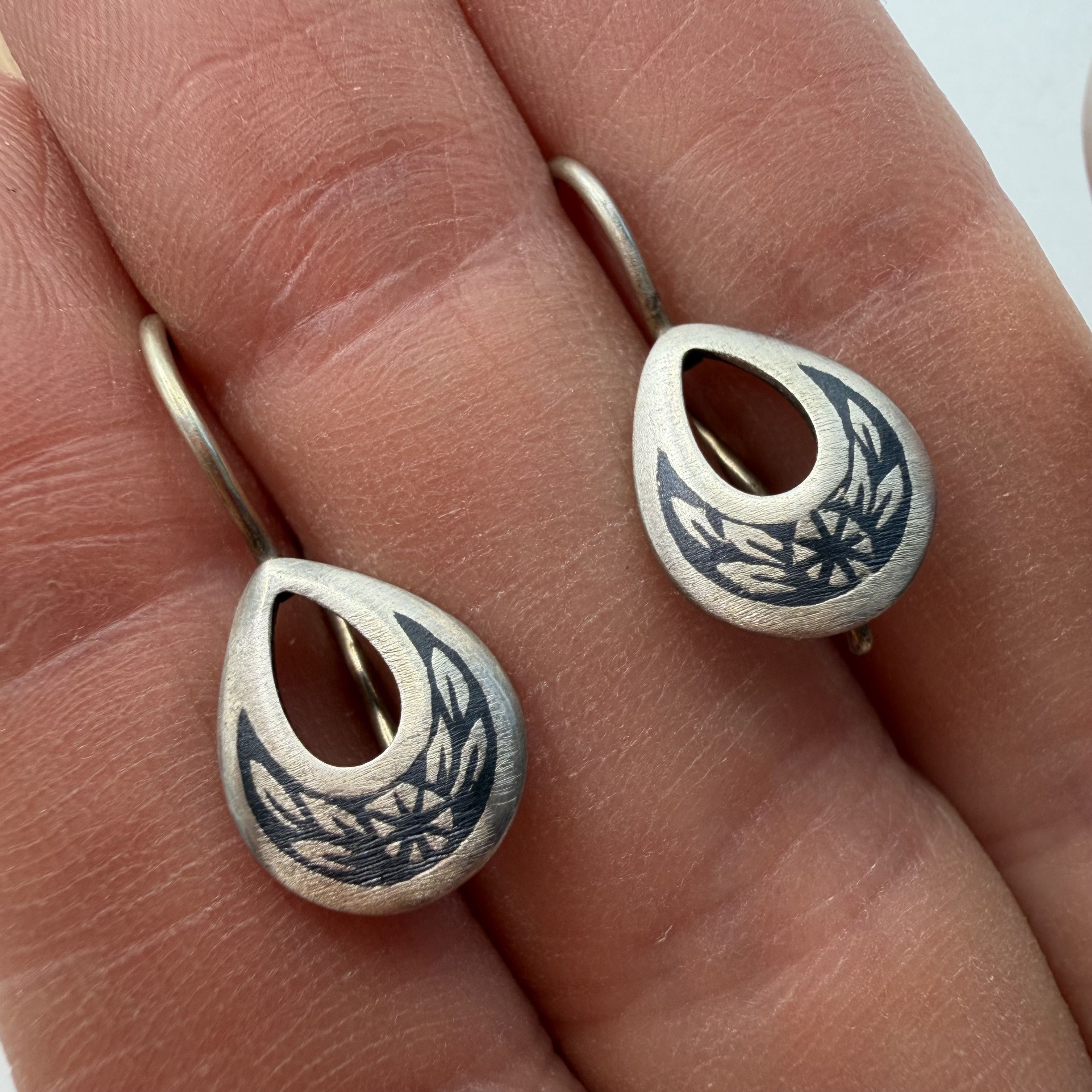 Vintage Vintage Soviet 875 Silver Niello Drop Earrings Size ONE SIZE - 9 Thumbnail