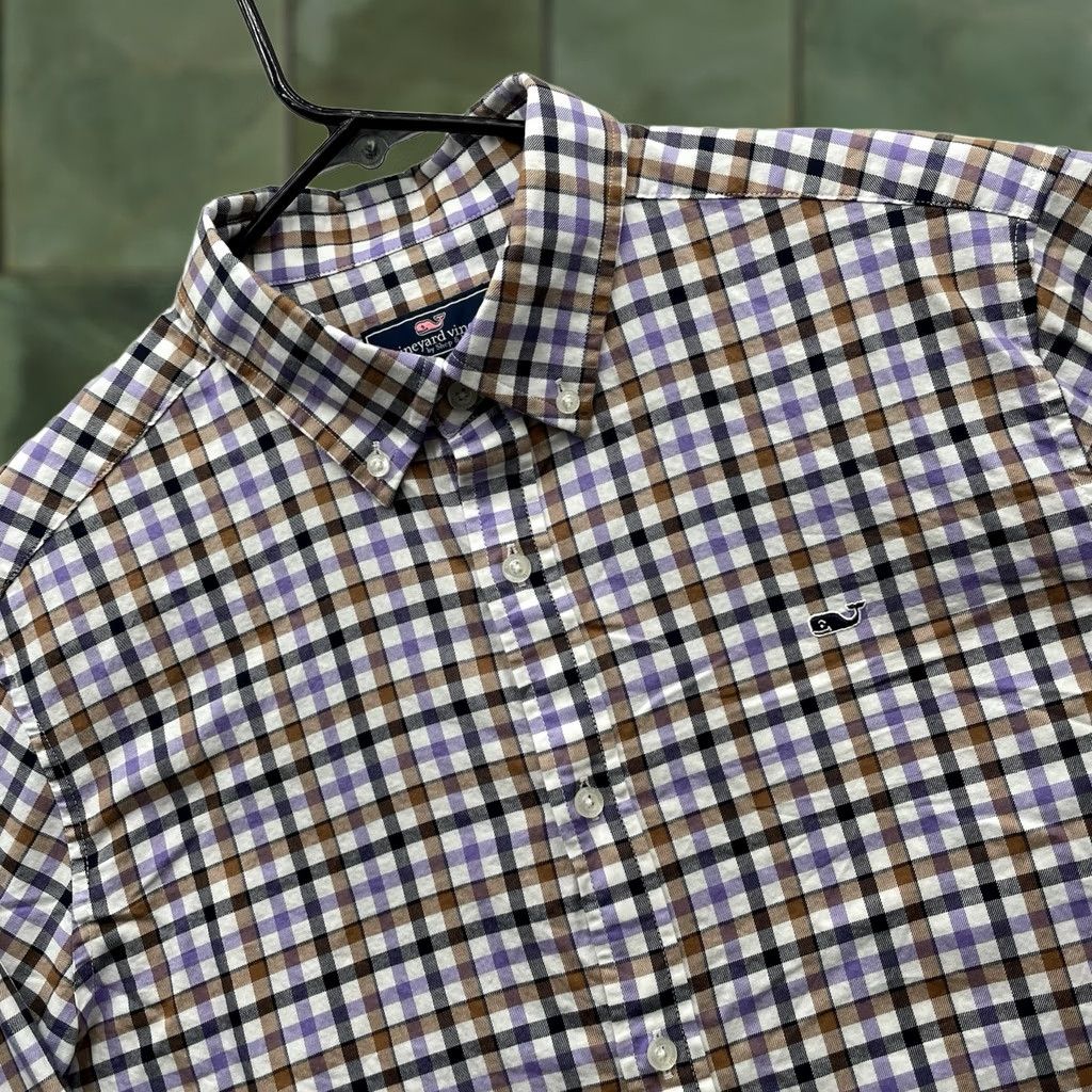 Vineyard Vines Vineyard Vines Whale Shirt Mens L Plaid Button-Up Classic Fit Multicolor Brown Purple Size US L / EU 52-54 / 3 - 1 Thumbnail