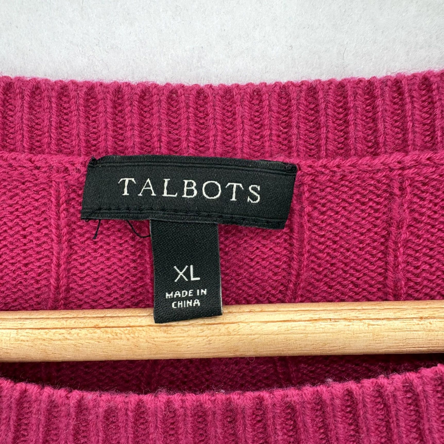 Talbots Talbots Sweater Womens XL Pink Cable Knit Lambswool Blend Button Cuff Pullover Size XL / US 12-14 / IT 48-50 - 4 Thumbnail