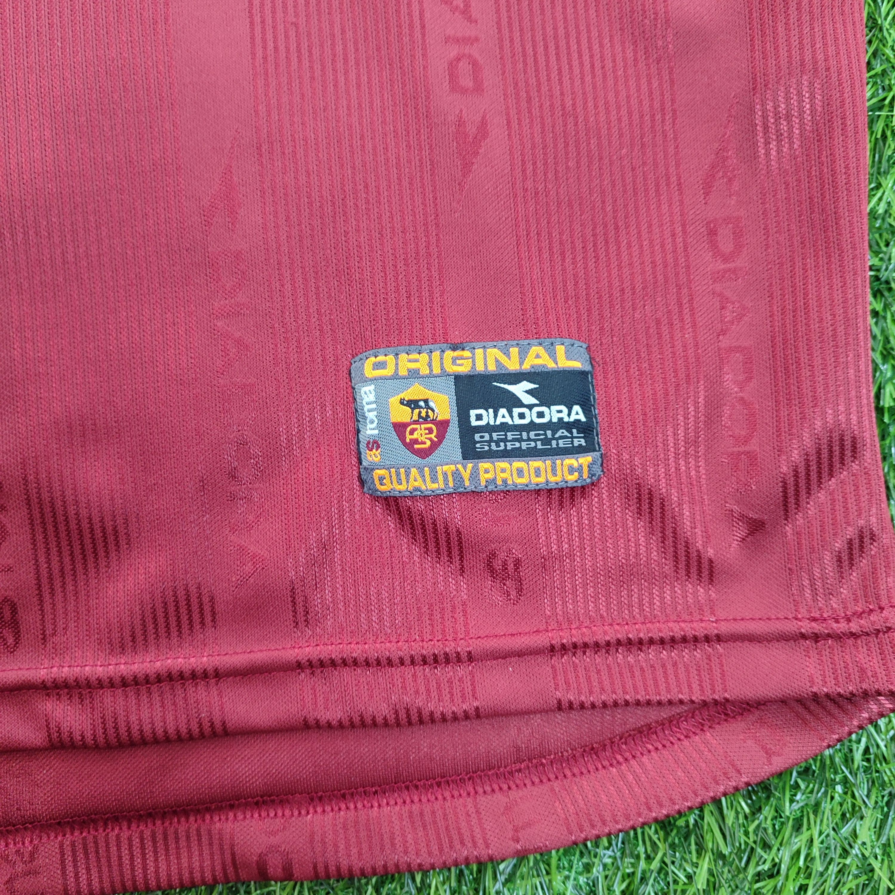 Diadora As Roma Home 1999-00 Totti #10 Soccer Jersey Size US XL / EU 56 / 4 - 5 Thumbnail