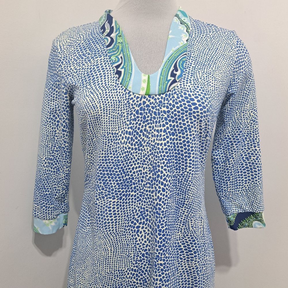 J.McLaughlin J.McLaughin Gisel Tunic Catalina V Neck Speckle Blue/White/G Size S / US 4 / IT 40 - 6 Thumbnail