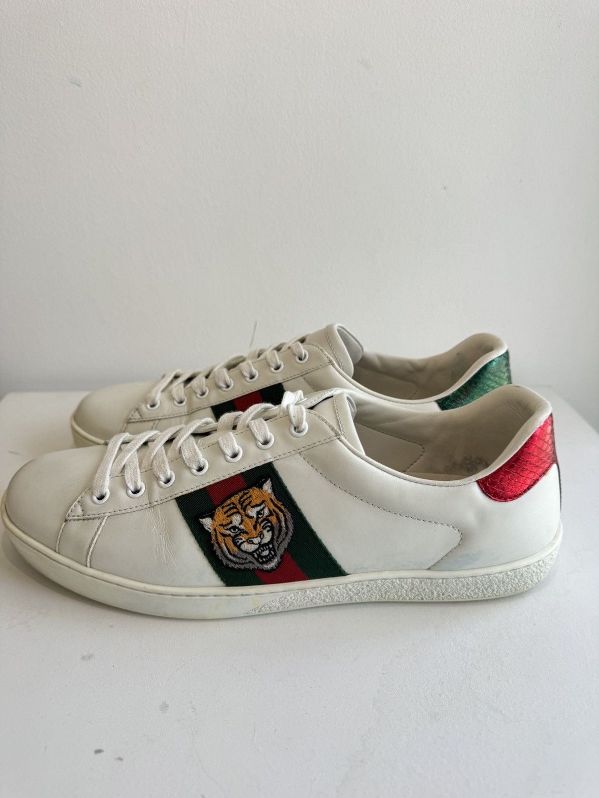 Gucci Gucci White Tiger Face Leather Sneakers Size US 10.5 / EU 43-44 - 3 Thumbnail