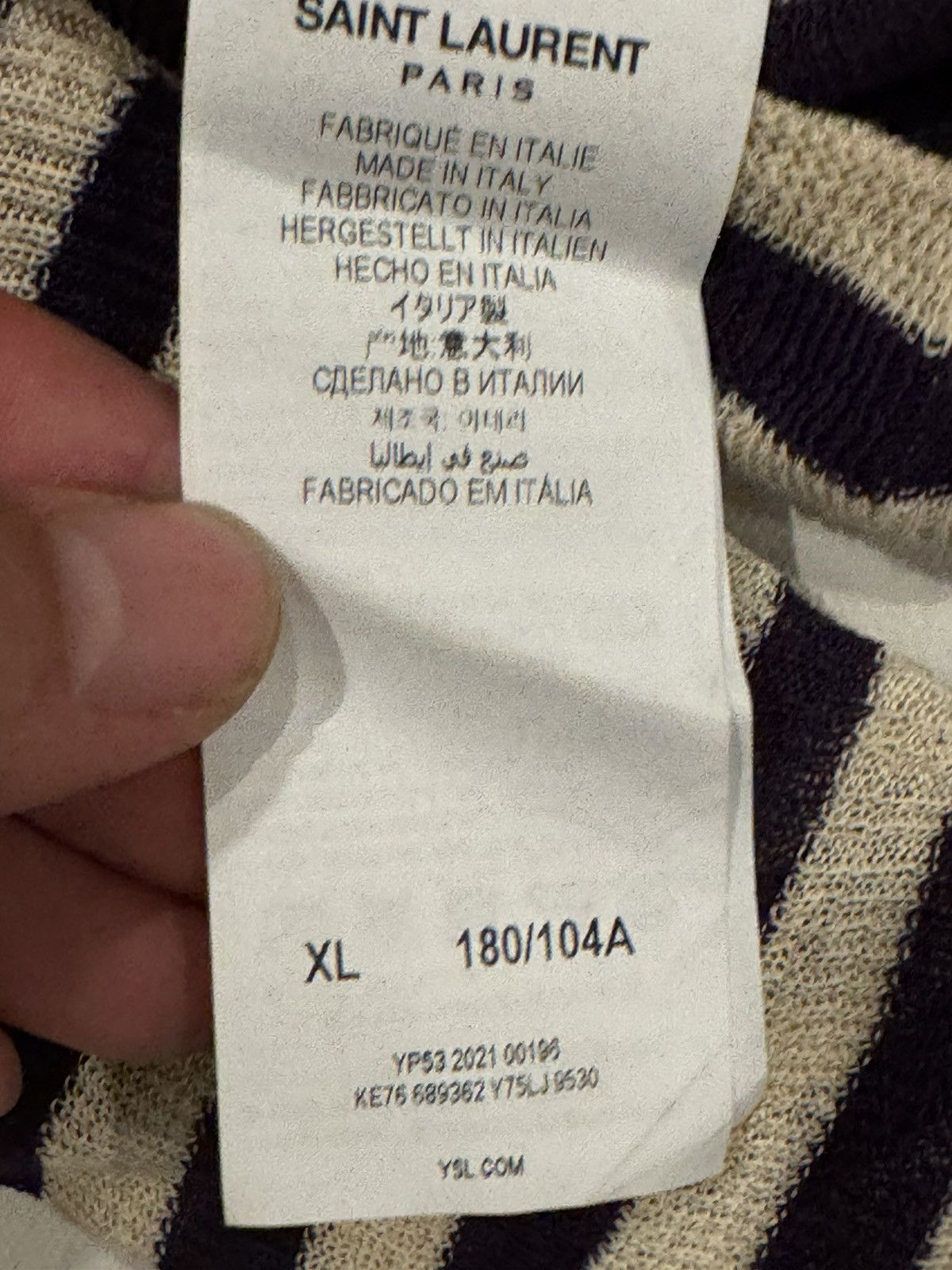 Saint Laurent Paris Saint Laurent striped ribbed-knit jumper Size US L / EU 52-54 / 3 - 4 Thumbnail