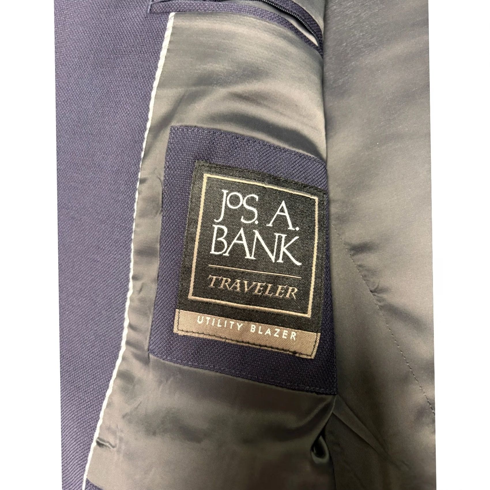 Vintage JO S A BANK Blazer Mens 44 Regular Navy Wool Traveler Utility Size 44R - 5 Thumbnail