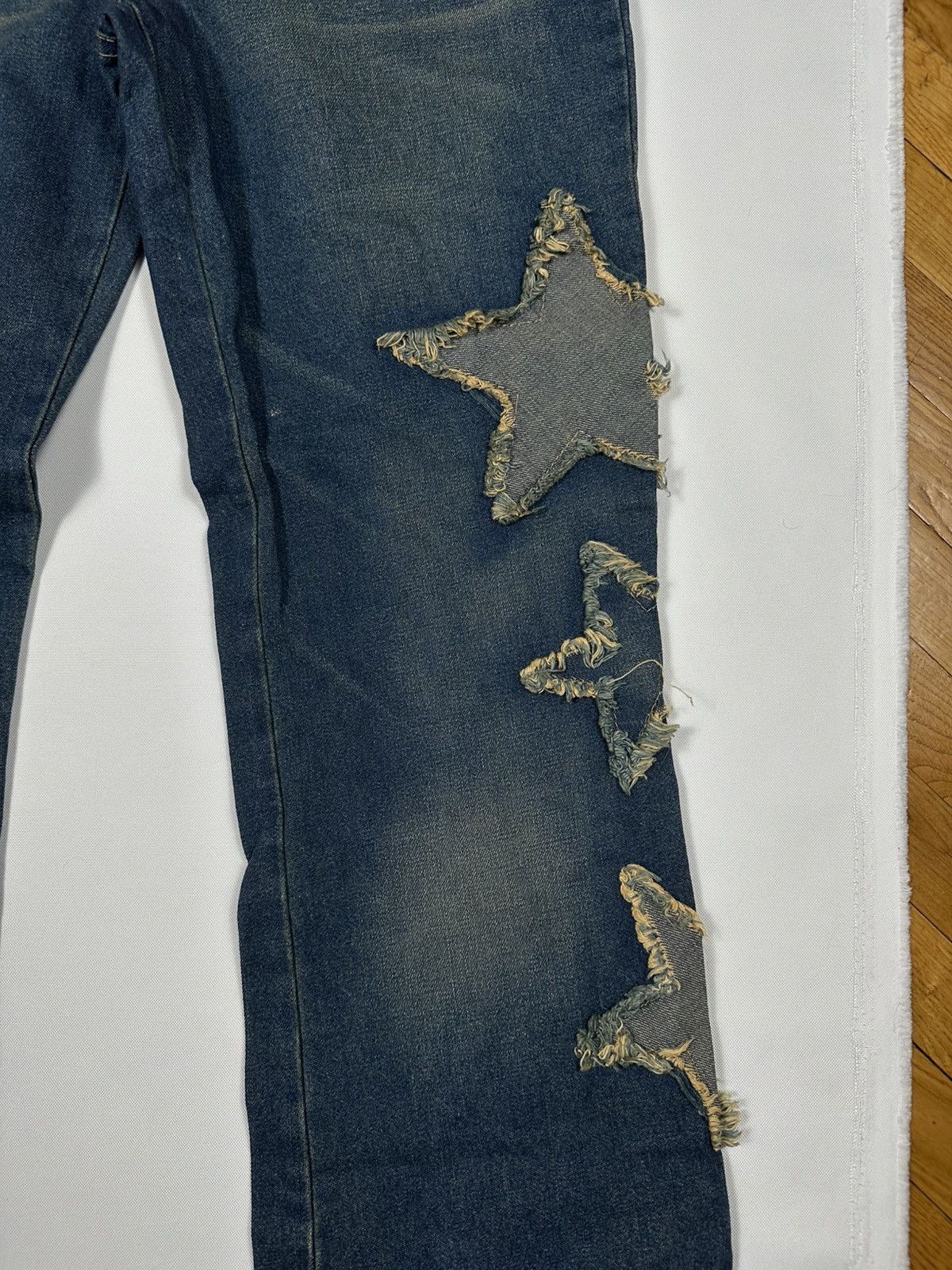 Vintage Parisport Y2k Vintage Distressed Star Straight Flared Jeans Size 28" / US 6 / IT 42 - 6 Thumbnail
