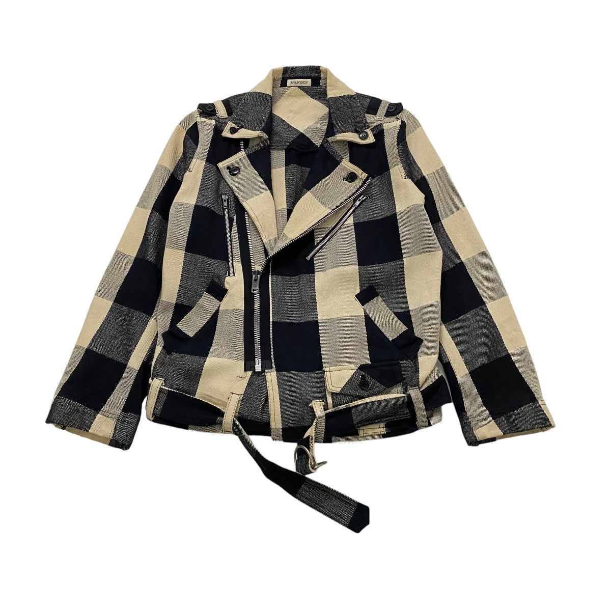 Japanese Brand ☀️Nice design Milkboy double collar tartan biker jacket Size US S / EU 44-46 / 1 - 1 Thumbnail