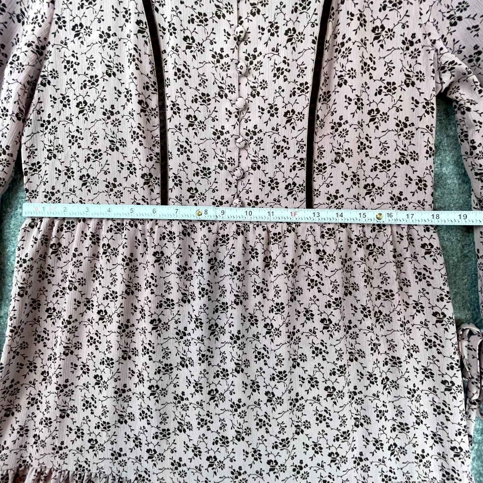 Madewell Madewell Dress Small Pink Ruffle Peasant Velvet Trim Tiered Size S / US 4 / IT 40 - 6 Thumbnail