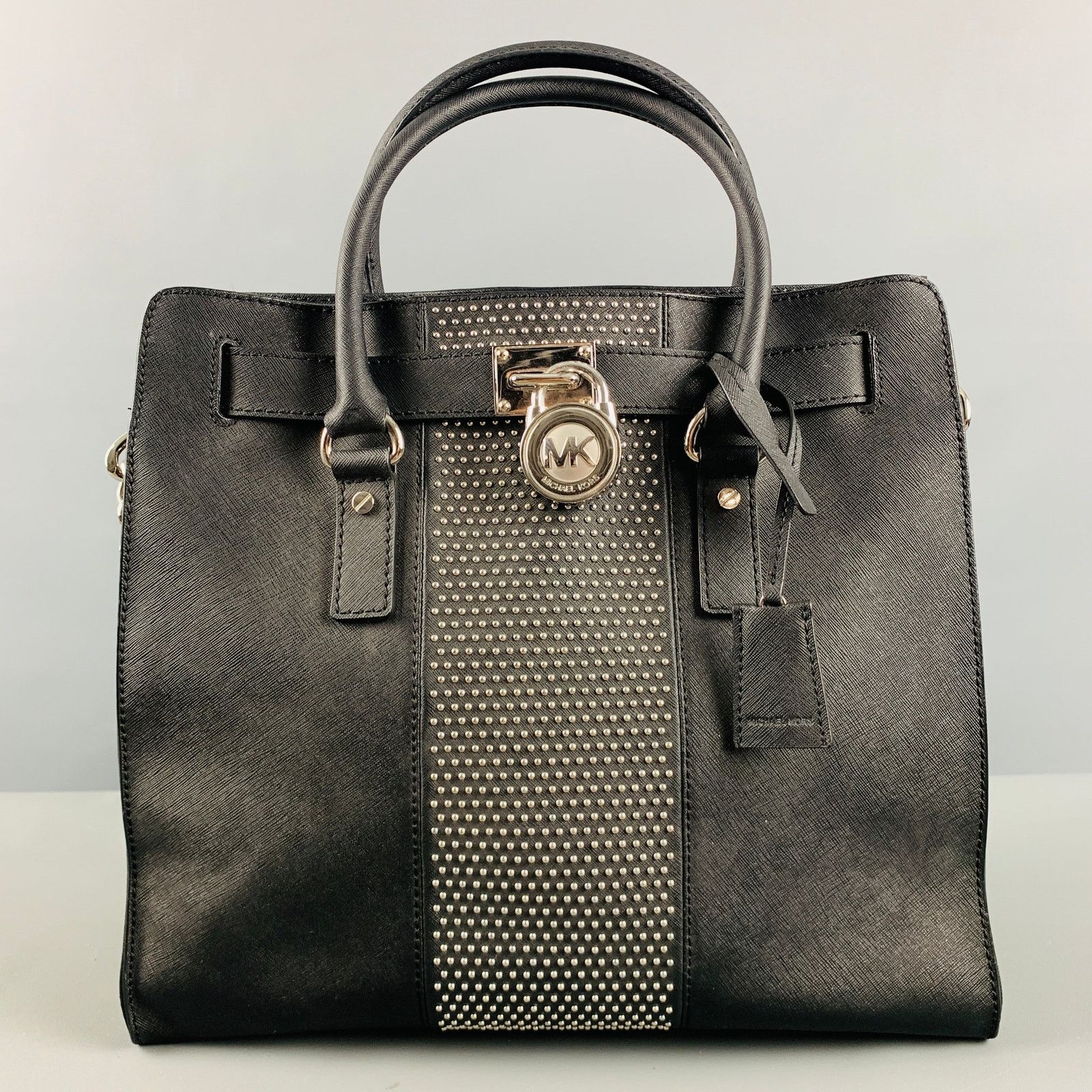 Michael Kors Black Studded Coated Canvas Tote Handbag Size ONE SIZE - 1 Thumbnail