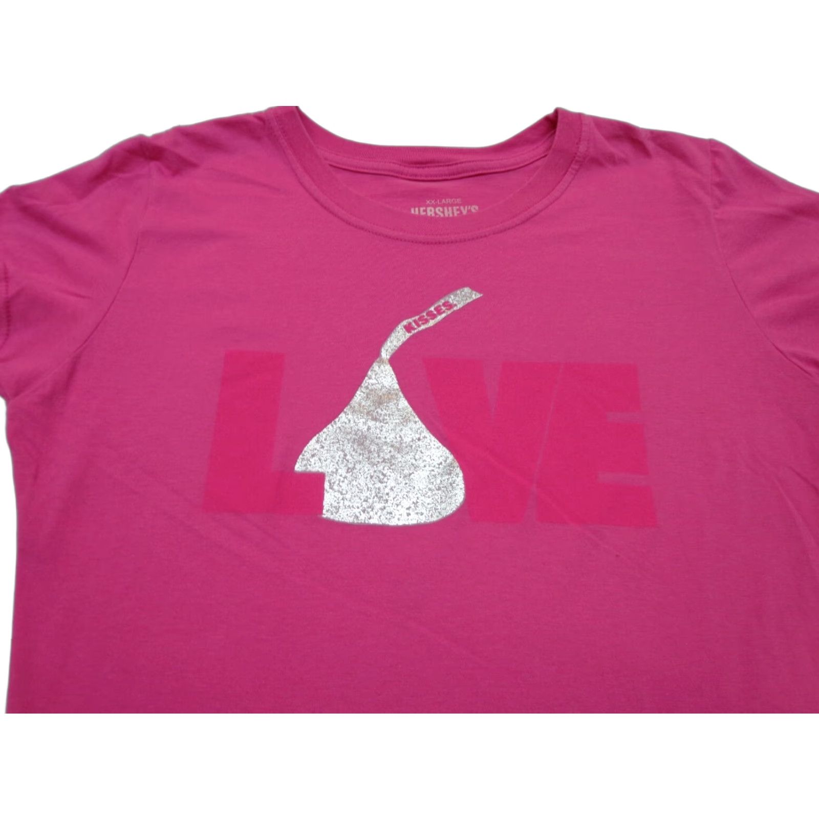 Vintage Hershey's Kisses LOVE Pink T Shirt Junior's 2XL Womens Short Sleeve Crew Neck Cotton Blend Size XXL / US 16-18 / IT 52-54 - 1 Thumbnail