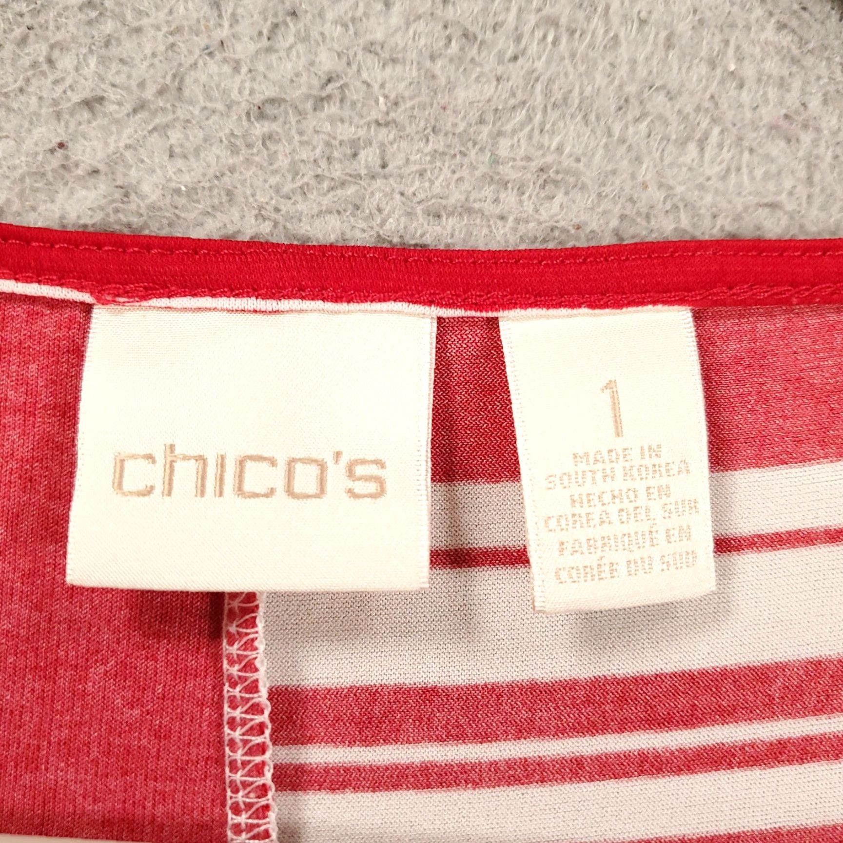 Vintage Chicos Blouse Womens Medium Red White Striped Stretchy Lightweight 1 Size M / US 6-8 / IT 42-44 - 6 Thumbnail