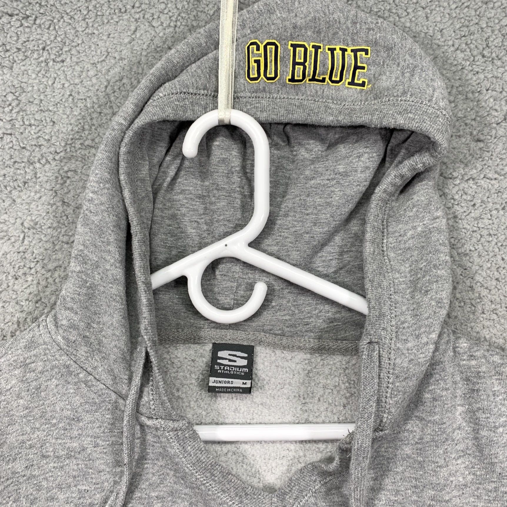 Vintage Stadium Athletics Michigan Go Blue Graphic Juniors Hooded Sweatshirt Medium Gray Size M / US 6-8 / IT 42-44 - 2 Thumbnail