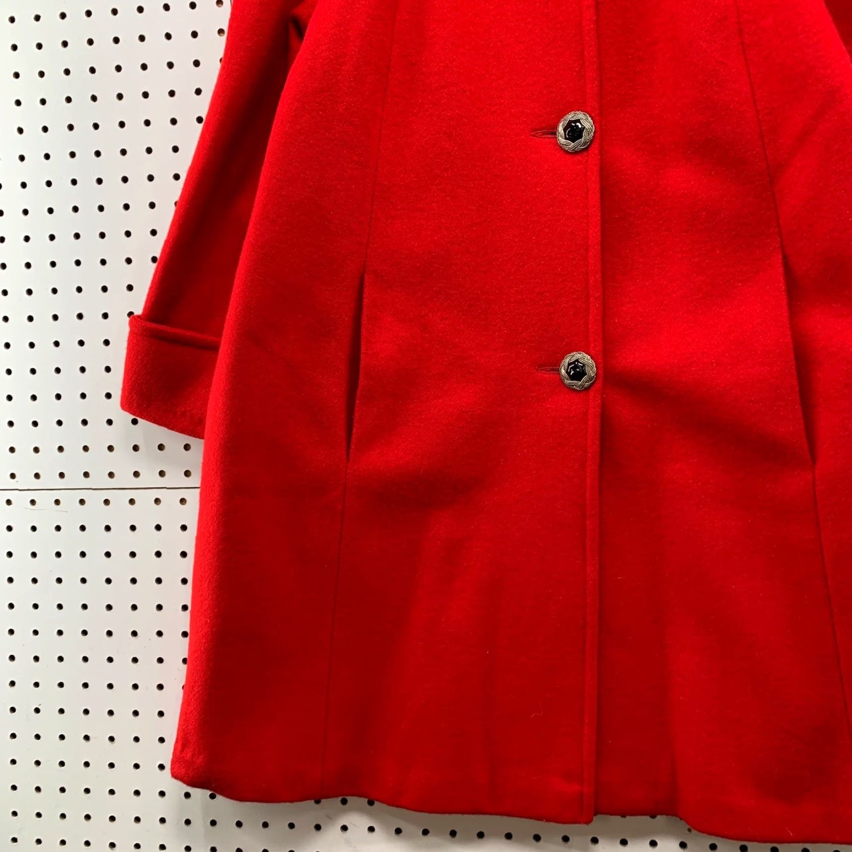 Velvet VINTAGE JOFELD Wool Overcoat Womens M Red Black Buttons Velvet Collar USA Shirt? Size M / US 6-8 / IT 42-44 - 7 Thumbnail