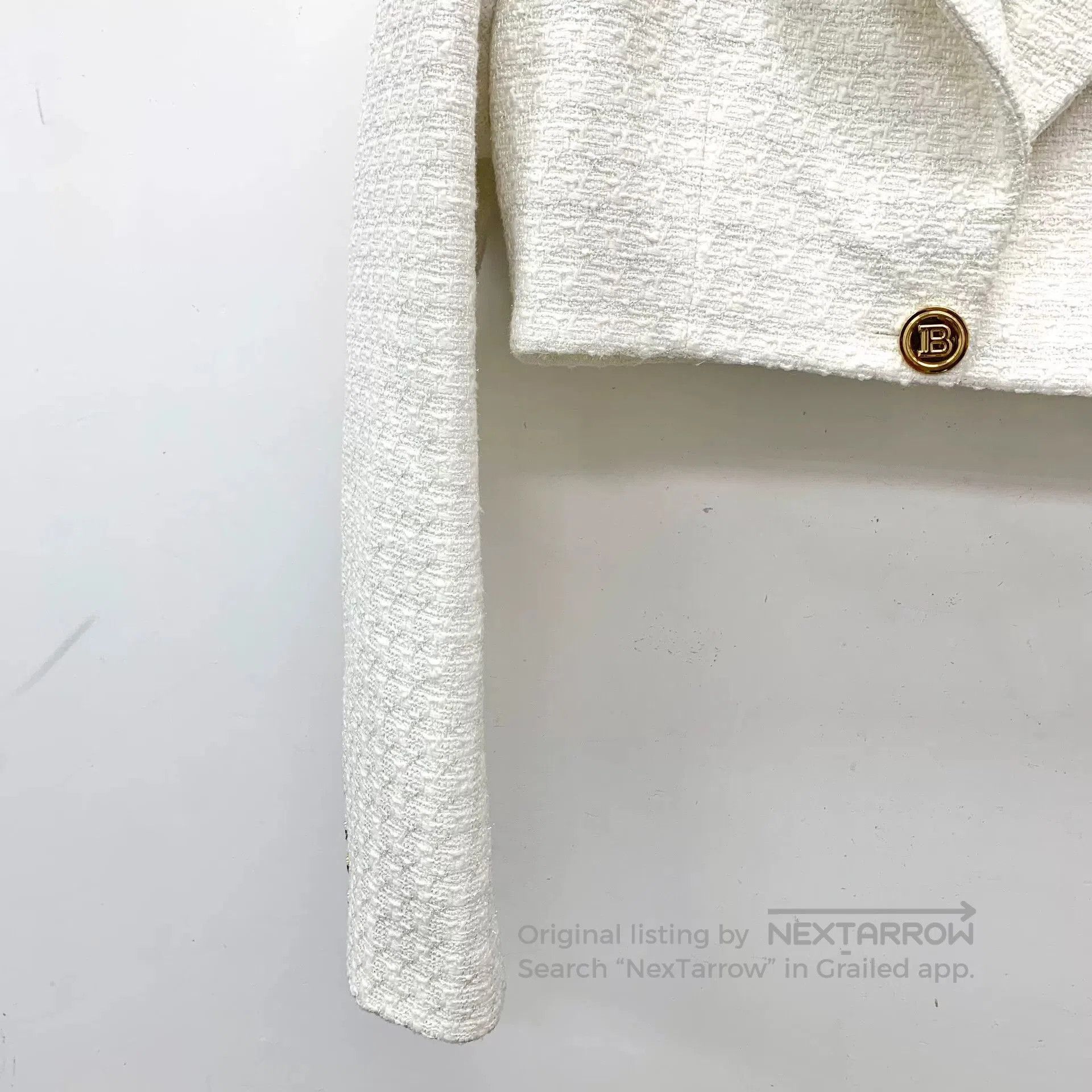 Balmain Balmain White Woven Short Coat. Size M / US 6-8 / IT 42-44 - 4 Thumbnail