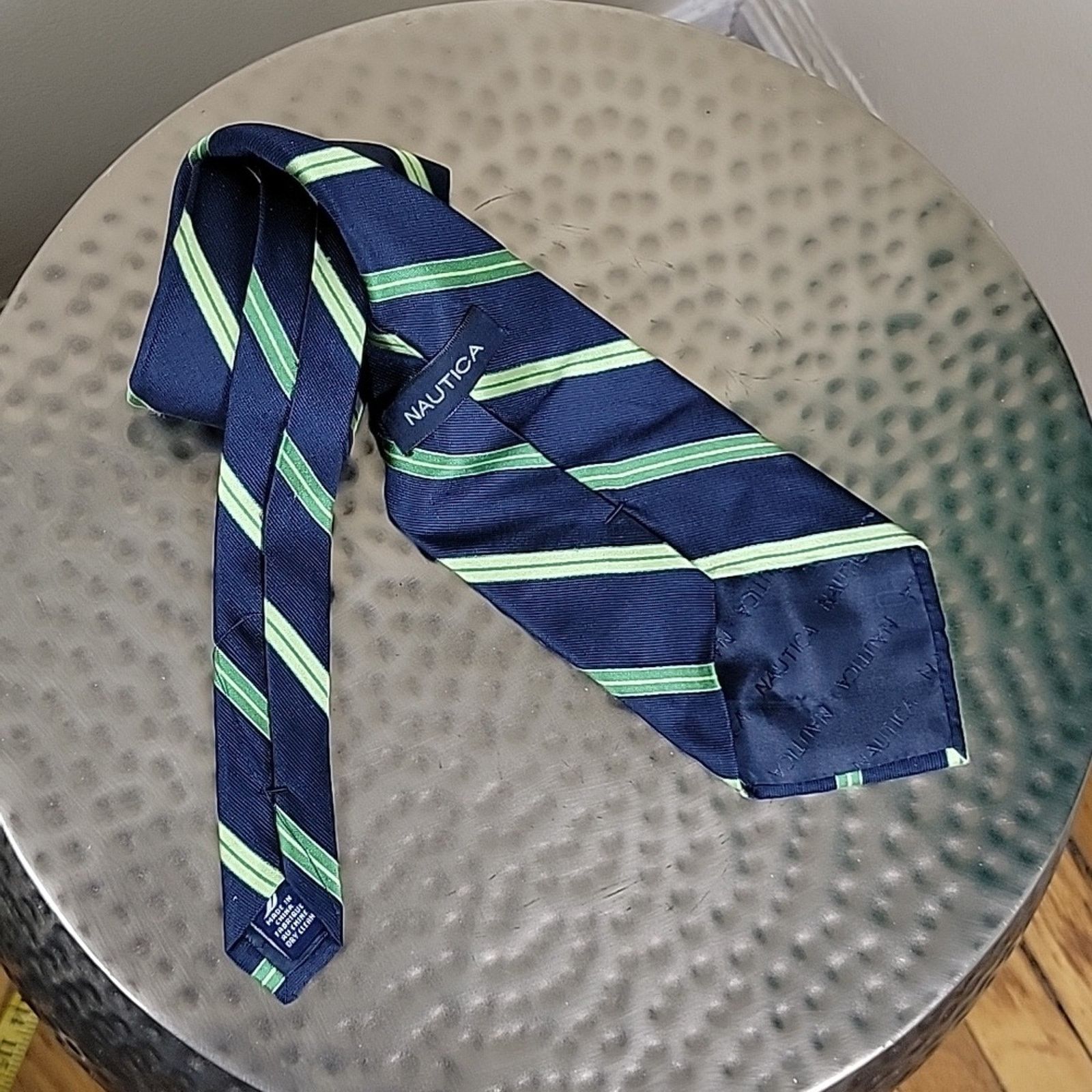 Nautica Nautica Blue Green Repp Silk Neck Tie Size ONE SIZE - 2 Thumbnail