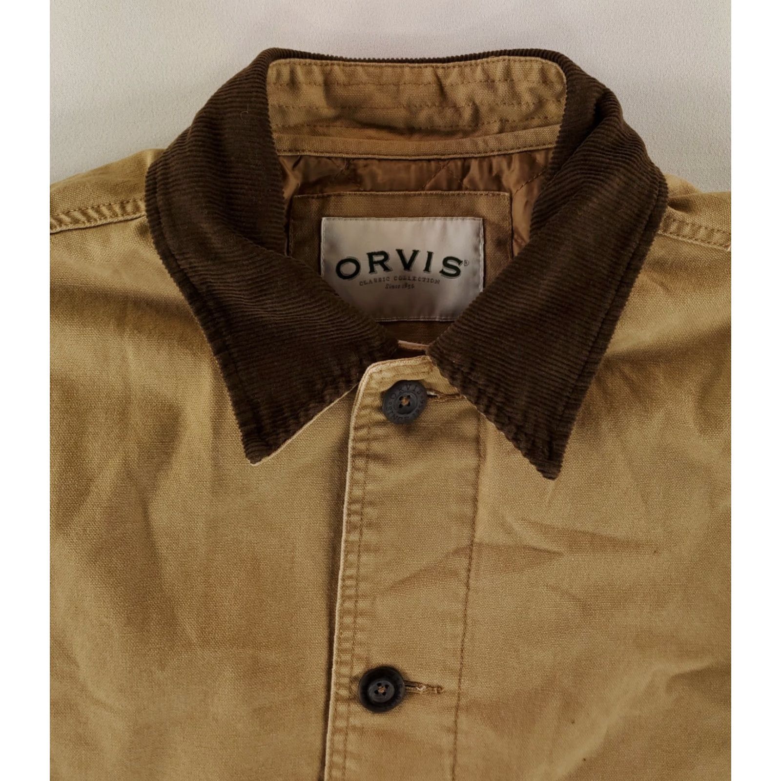 Orvis Orvis Jacket Chore Barn Coat Corduroy Collar Brown Tan Button Up Mens L Brown Canvas Cotton Chore Barn Coat Mens L Size US L / EU 52-54 / 3 - 3 Thumbnail