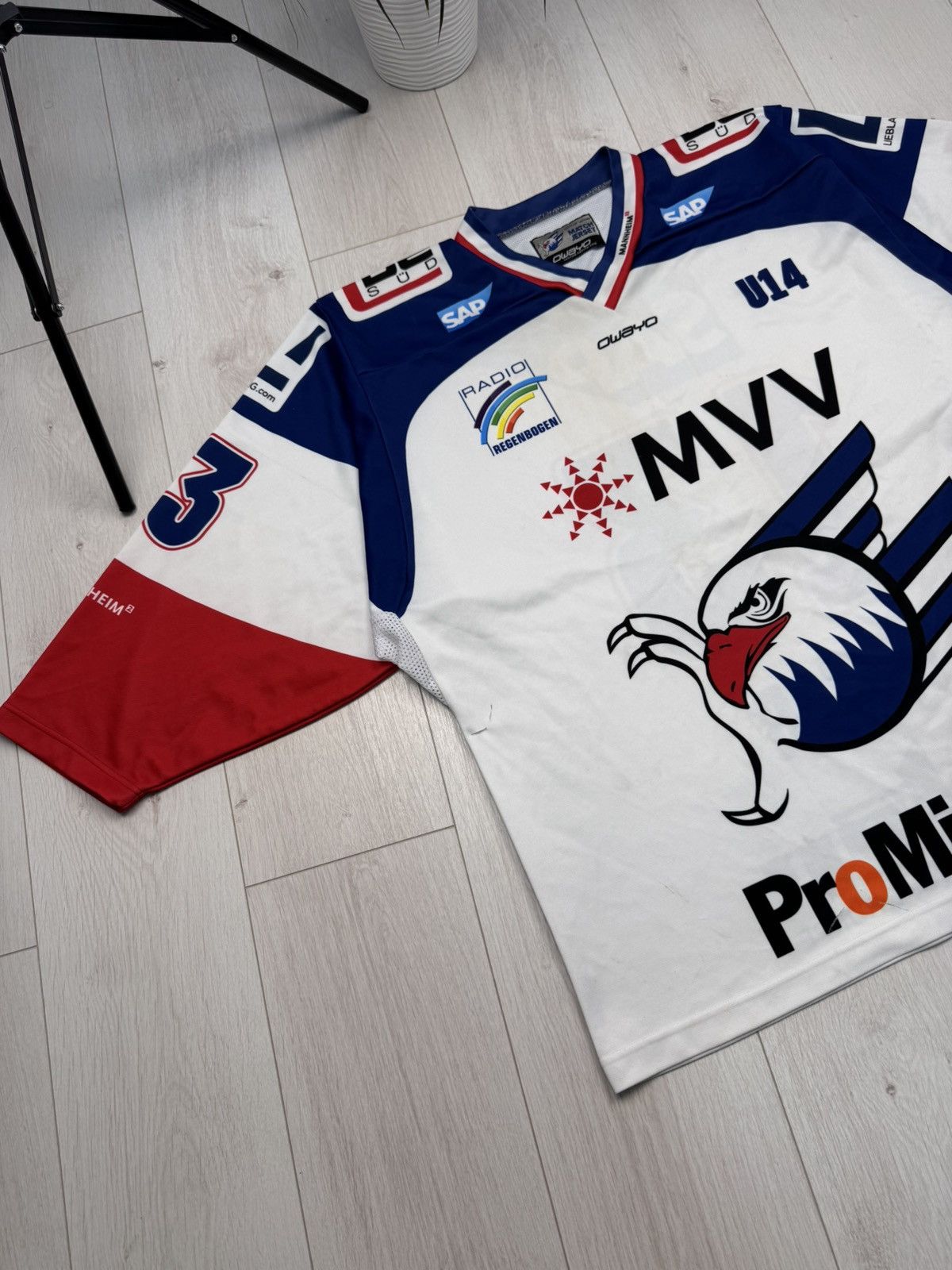 NHL MATCHWORN HC Adler Mannheim hockey jersey #13 MAIER Size US L / EU 52-54 / 3 - 2 Thumbnail