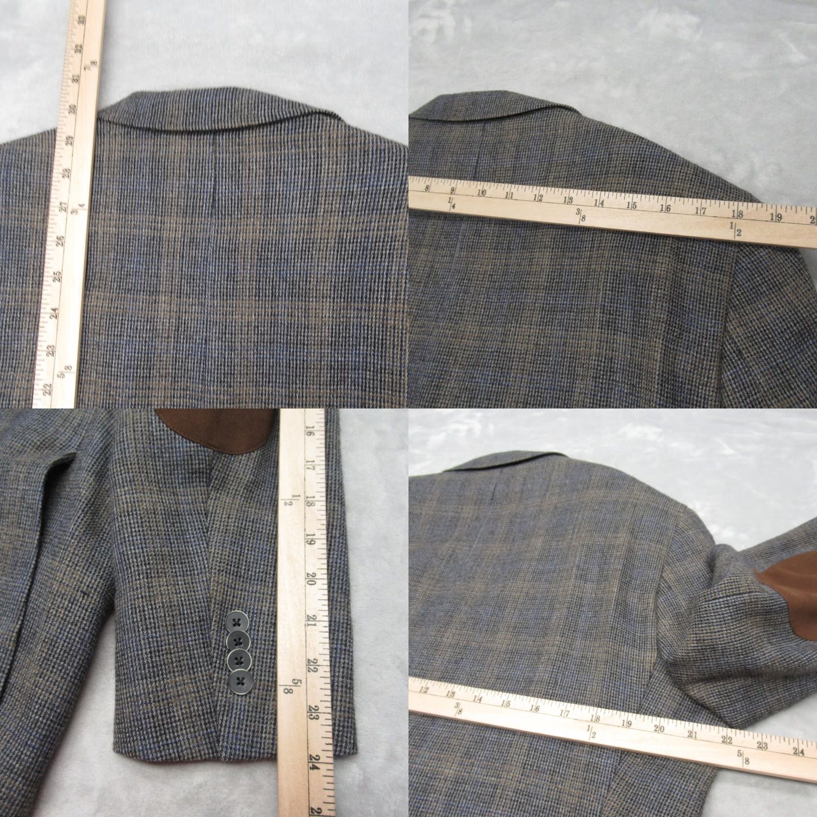 Saks Fifth Avenue Saks Fifth Avenue Wool Blazer Mens 40R Gray Plaid Blazer Double-Vented Notch Lapel Two-Button Front Jacket Size 40R - 10 Thumbnail