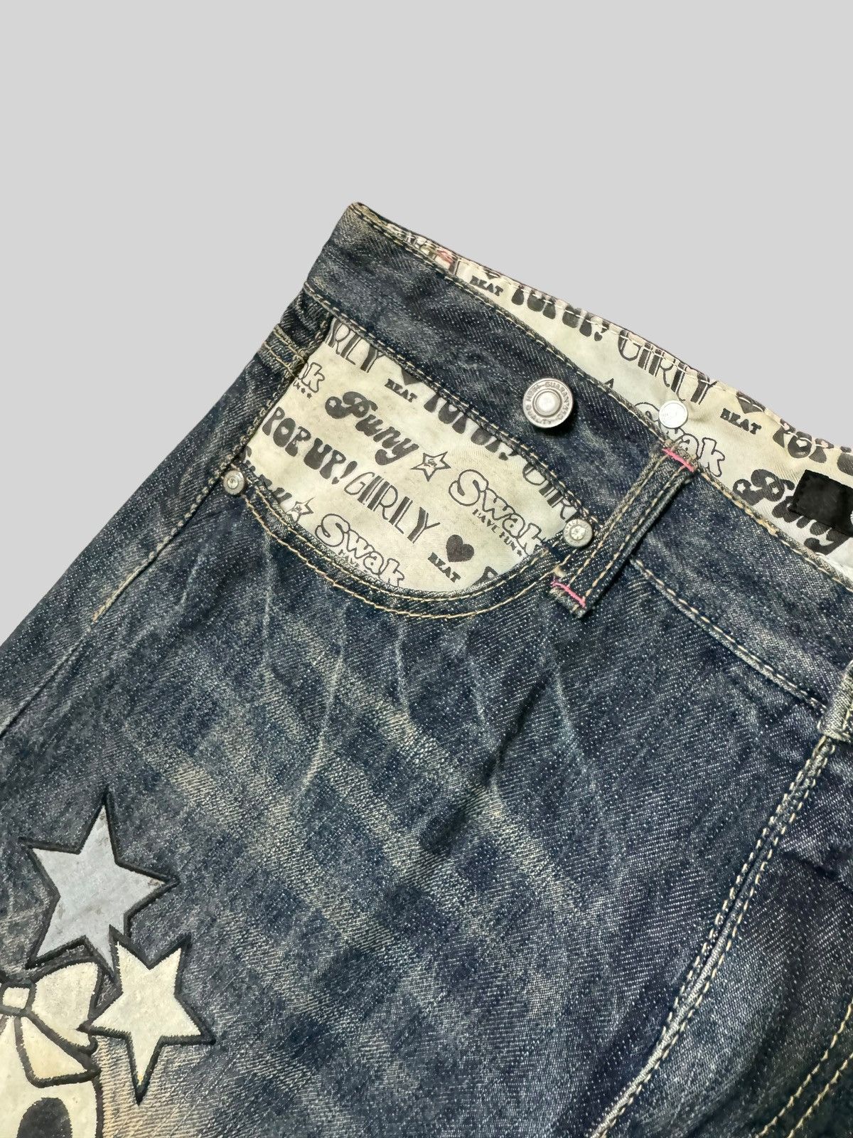 Hysteric Glamour × Japanese Brand Chip Clip Patches Pop up Girly Junya Watanabe Denim Jeans Size US 32 / EU 48 - 9 Thumbnail