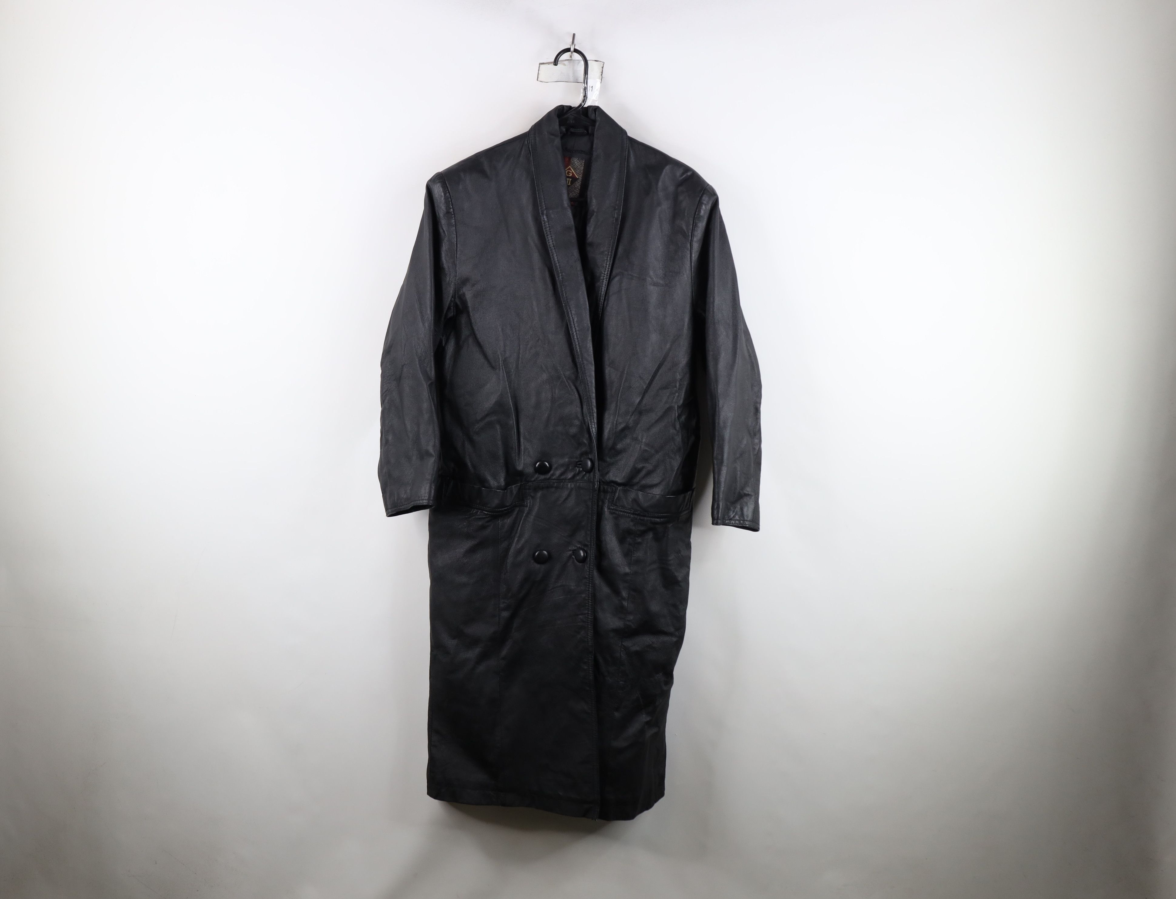 Vintage Vintage 90s Streetwear Leather Trench Coat Jacket Black Size M / US 6-8 / IT 42-44 - 1 Thumbnail