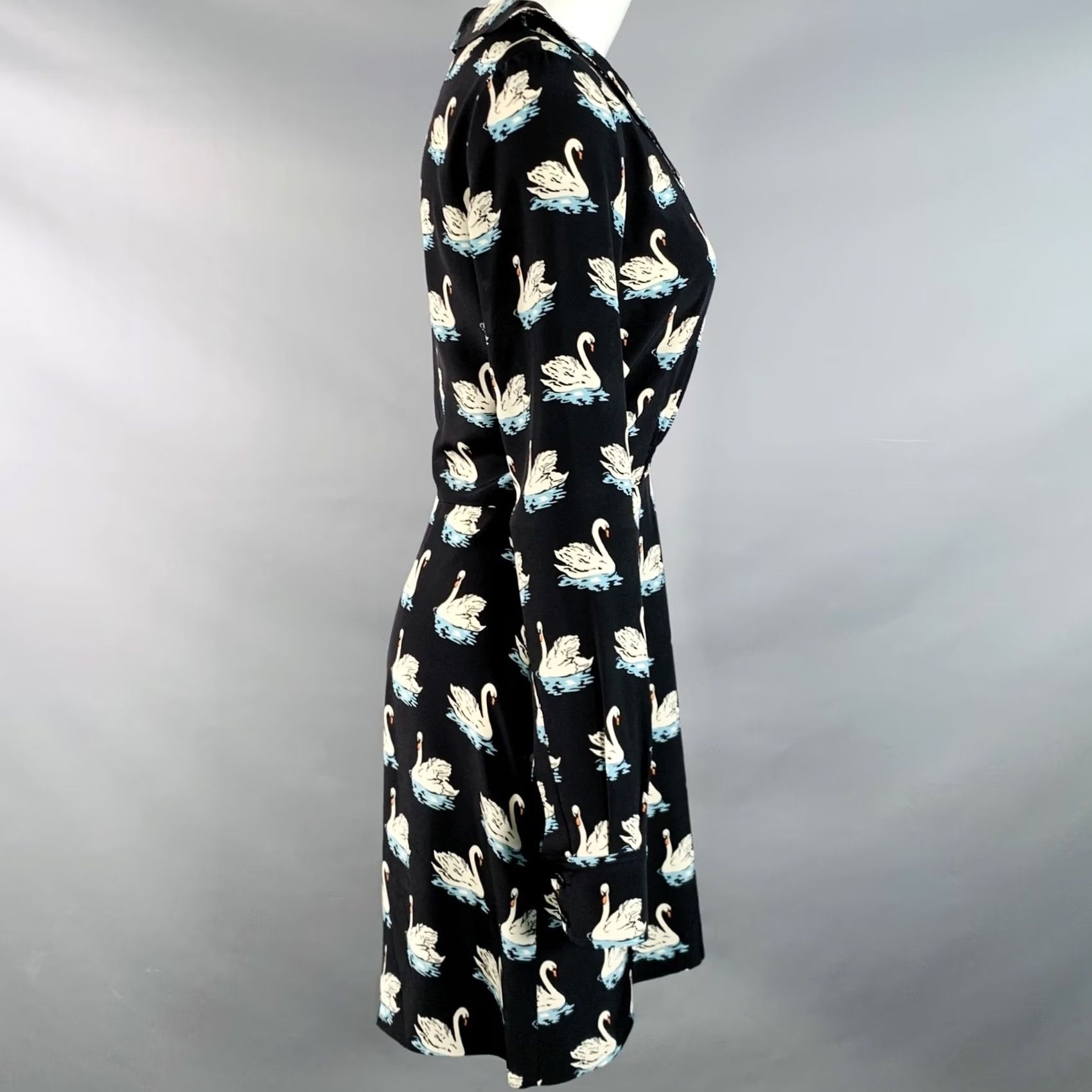 Stella McCartney STELLA McCARTNEY Dress 2016 Size 2 Black White Blue Silk Swans Point Collar Dress Women Size XS / US 0-2 / IT 36-38 - 3 Thumbnail