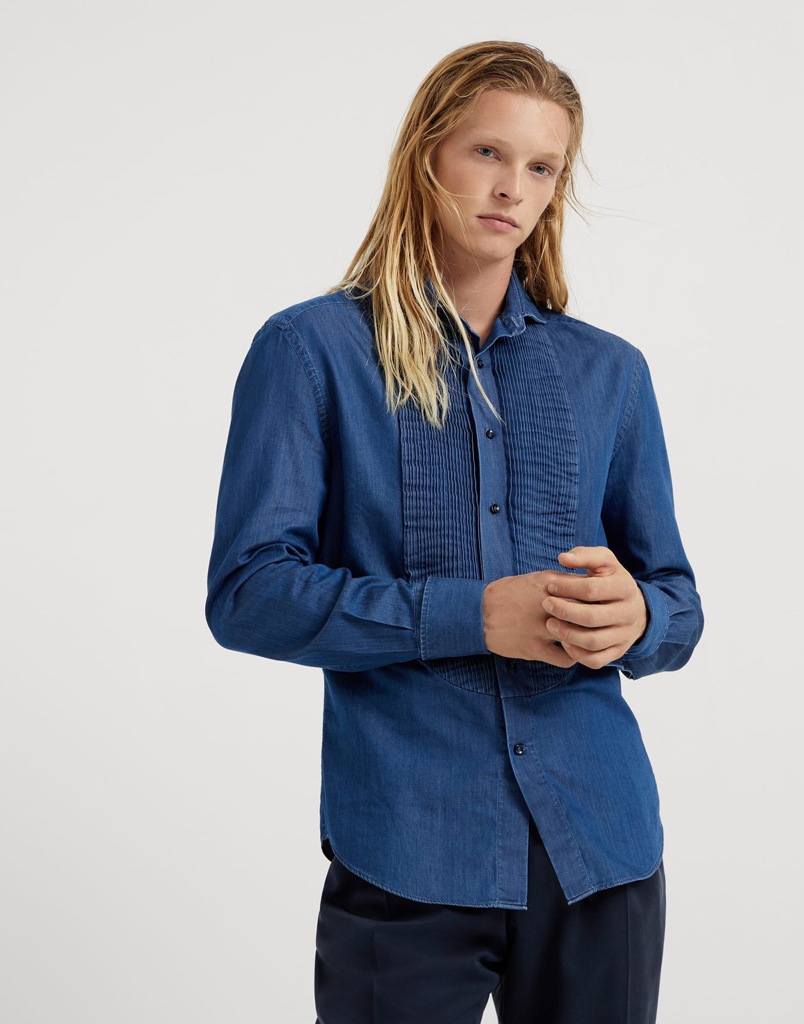 Brunello Cucinelli Shirt in Open Blue Size US L / EU 52-54 / 3 - 1 Thumbnail