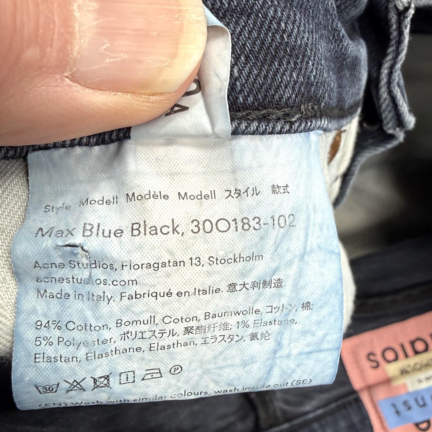 Acne Studios Acne Studios Bla Konst Jeans Mens 29x32 Max Blue Black Straight Leg Denim Blue-Black 5-Pocket Mens Jeans Size US 29 - 4 Thumbnail