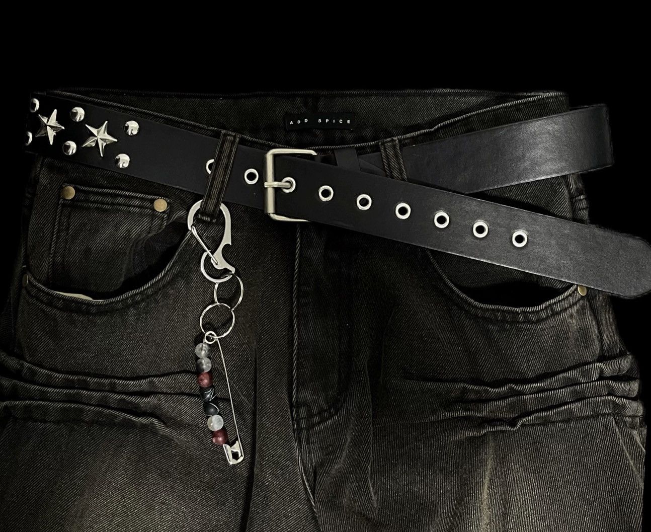 Japanese Brand × Vintage Retro y2k punk faux leather multi star rivet studded belt Size ONE SIZE - 4 Thumbnail