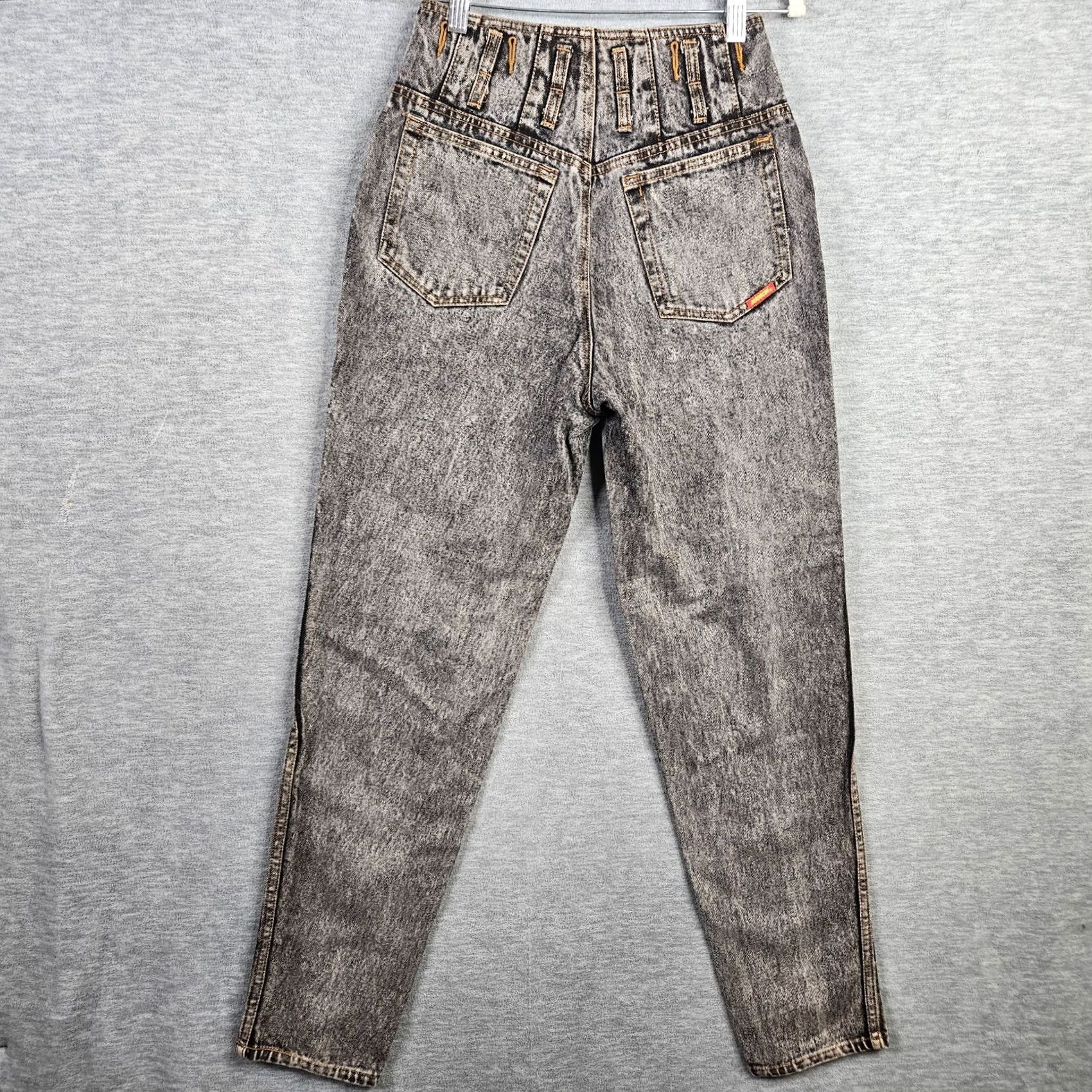 Jordache VINTAGE Jordache Womens High Rise Acid Wash Mom Jeans Size 7/8 Denim Grey Regular 100% Cotton Belted Button Jeans Mens Women Girls Size 28" / US 6 / IT 42 - 2 Thumbnail