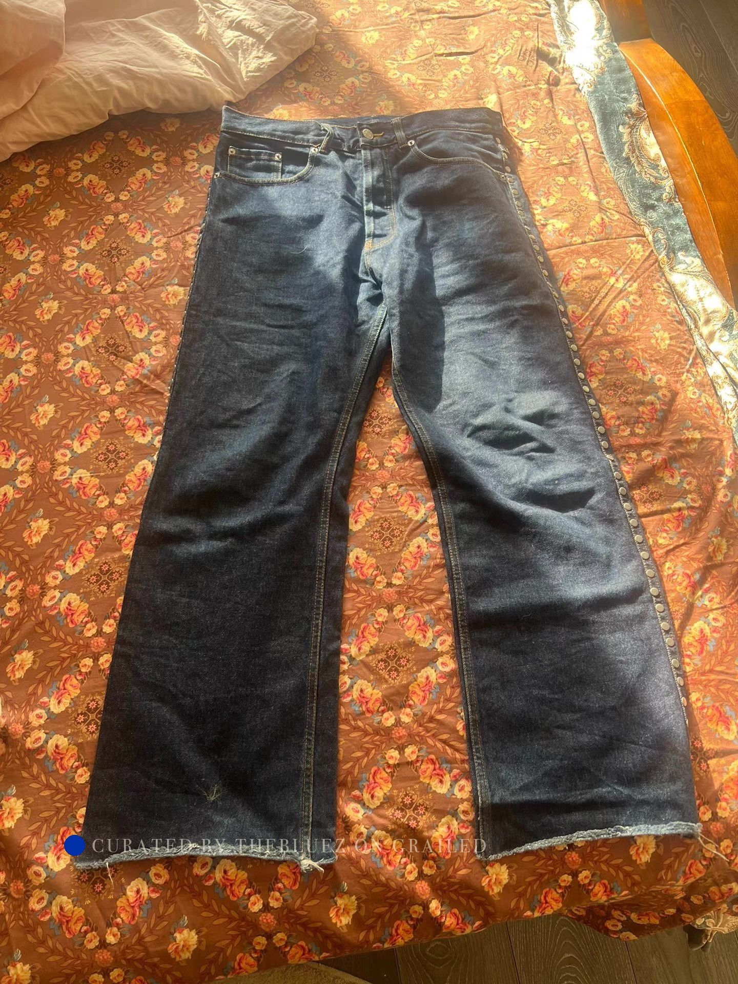 Dries Van Noten Raw-Edge Flared Jeans with Stud Details Size US 32 / EU 48 - 1 Thumbnail