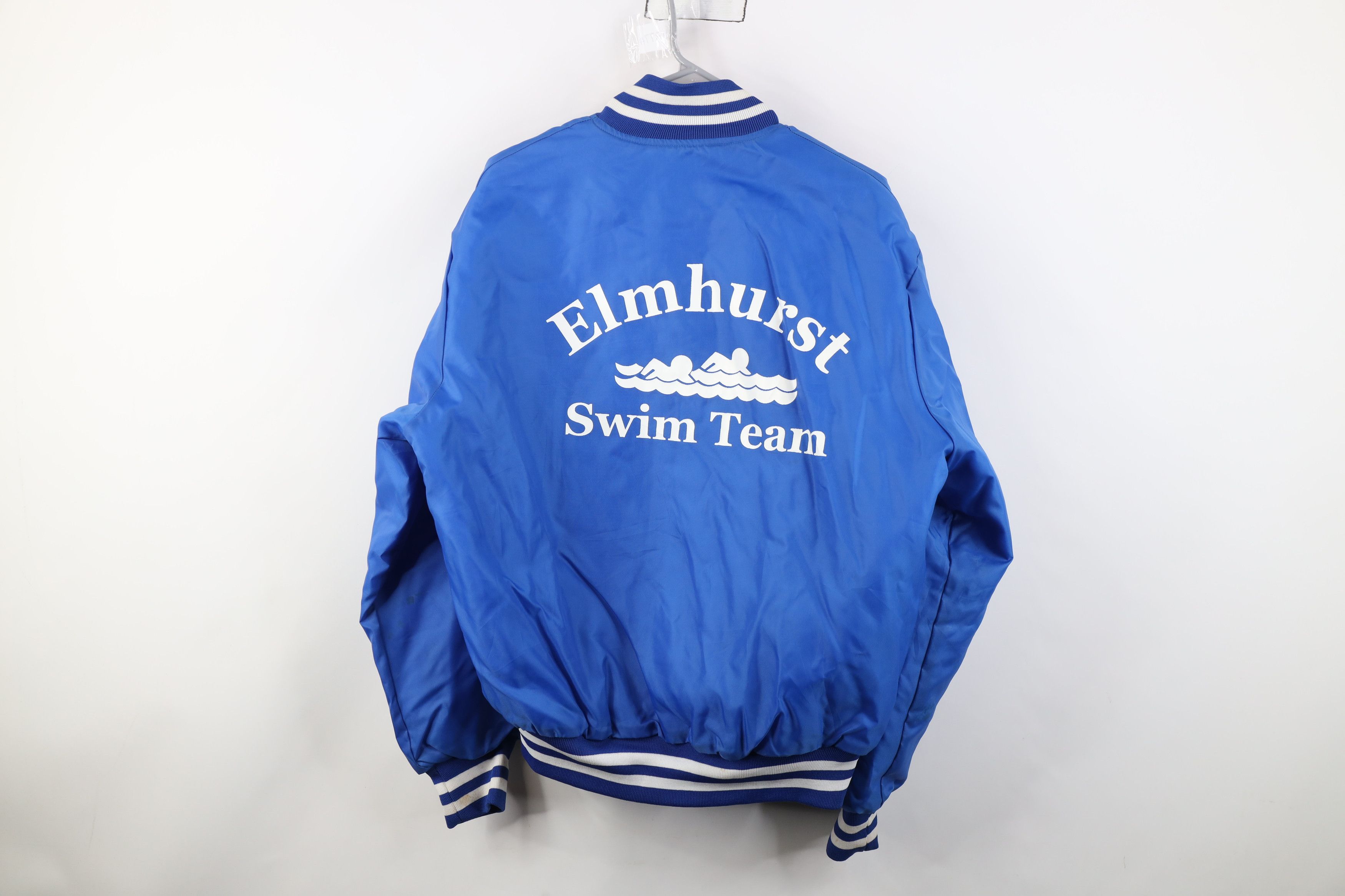 Vintage Vintage 80s 90s Swim Team Quilted Satin Bomber Jacket USA Size US L / EU 52-54 / 3 - 14 Thumbnail