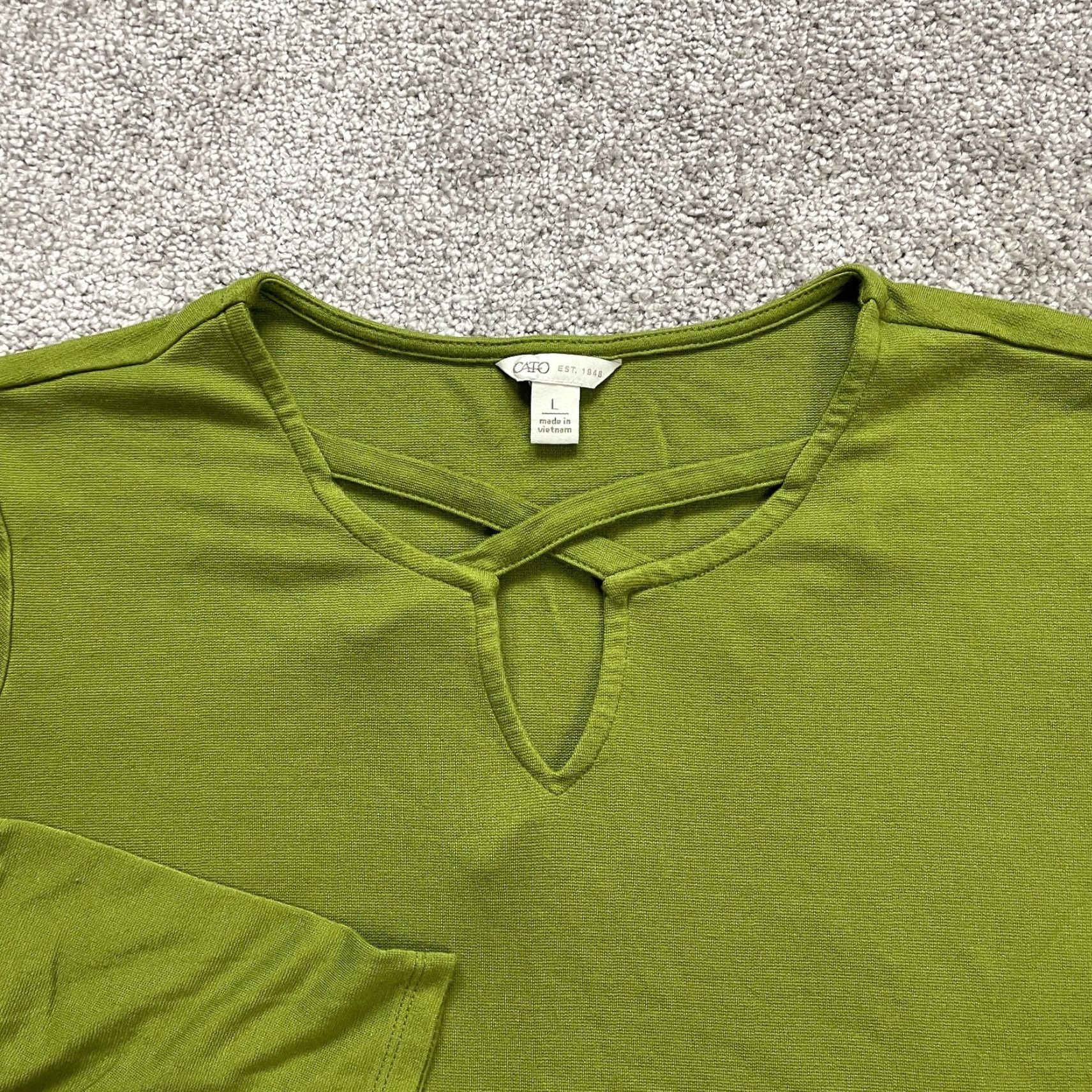 Vintage Cato Blouse Womens L Green Long Sleeve Keyhole Neck Casual Top Size L / US 10 / IT 46 - 3 Thumbnail