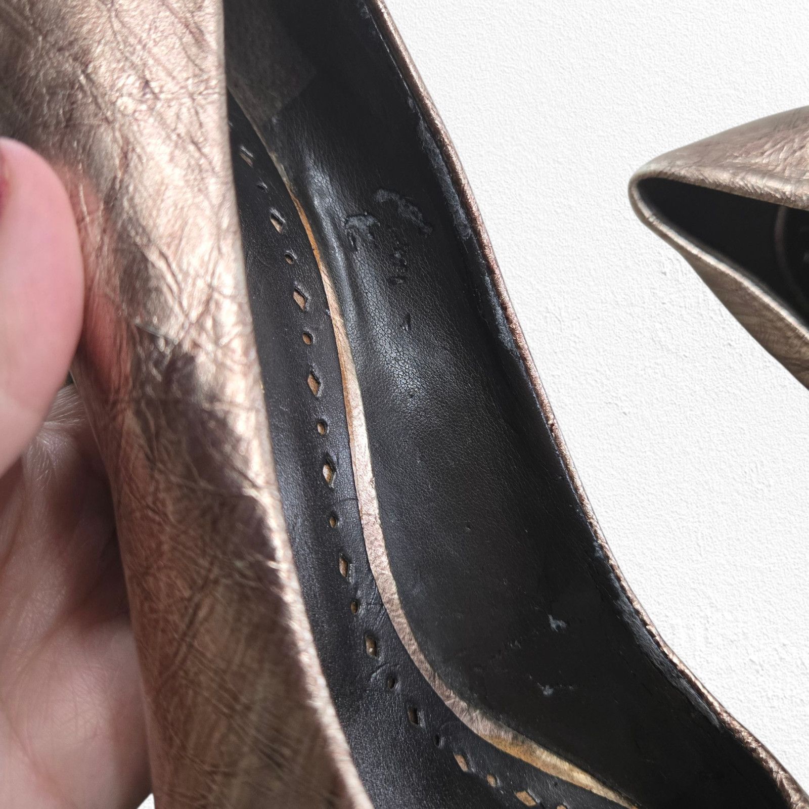 Bcbgmaxazria BCBGeneration Bronze Metallic Peep Toe Stiletto Heels Size 9 Size US 9 / IT 39 - 6 Thumbnail