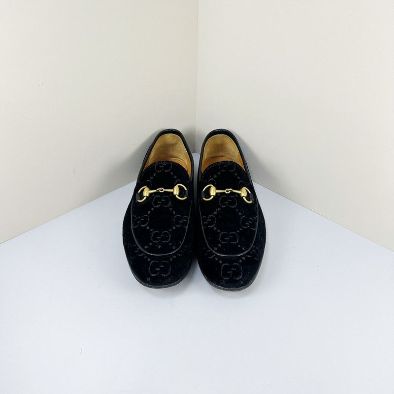 Gucci Gucci Jordaan Velvet Casual Slip-On Shoes 0079 Size US 8 / EU 41 - 1 Thumbnail