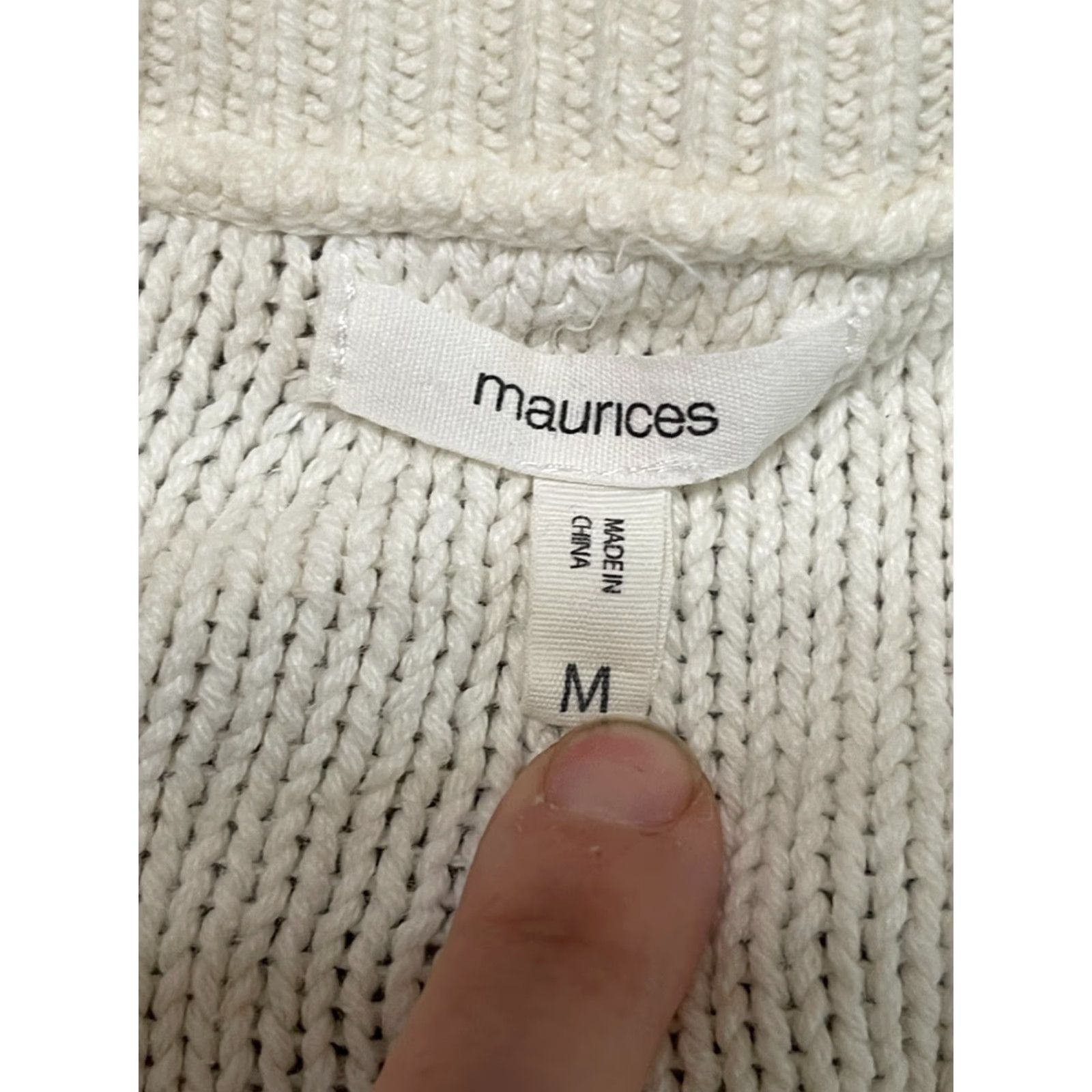 Vintage Maurices Sweater Women's Medium White Blue Pullover Knit Round Neck Long Sleeve Casual Regular Size M / US 6-8 / IT 42-44 - 7 Thumbnail