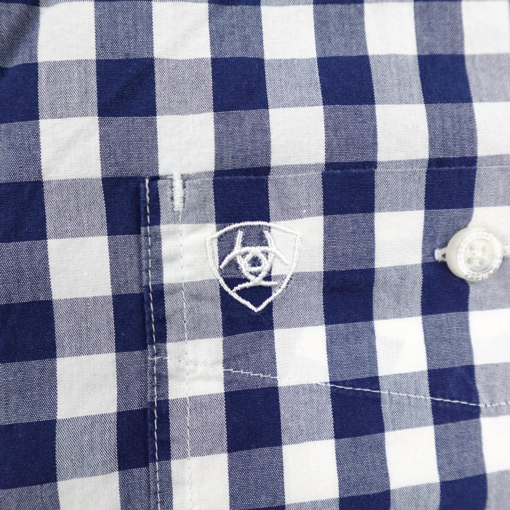 Ariat Ariat Shirt Mens Large Blue White Gingham Check Stretch Relentless Western Rodeo Size US L / EU 52-54 / 3 - 3 Thumbnail