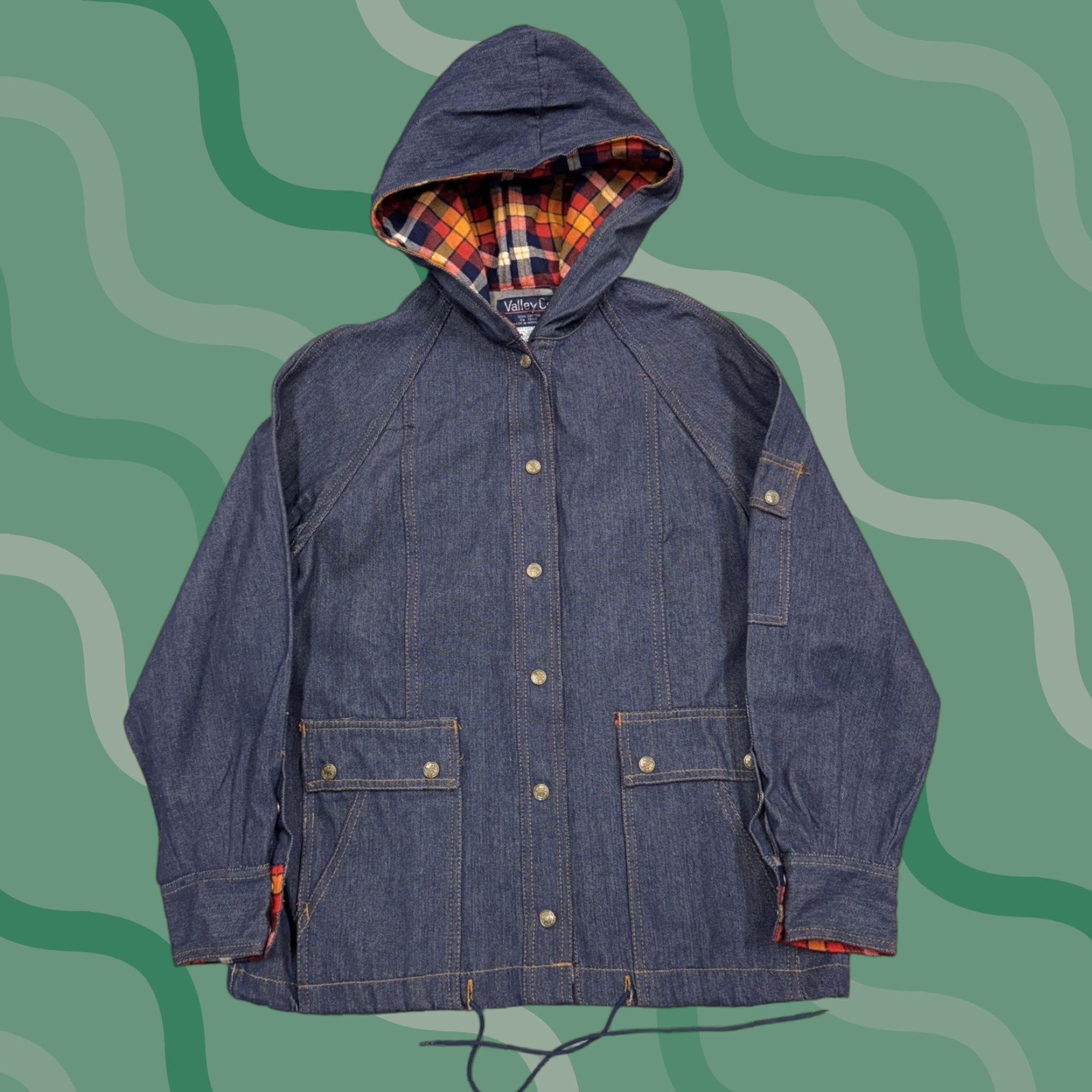 CO Vally Co Jacket Mens L Blue Hooded Denim Flannel Lined Chore Coat Workwear Size US L / EU 52-54 / 3 - 1 Thumbnail